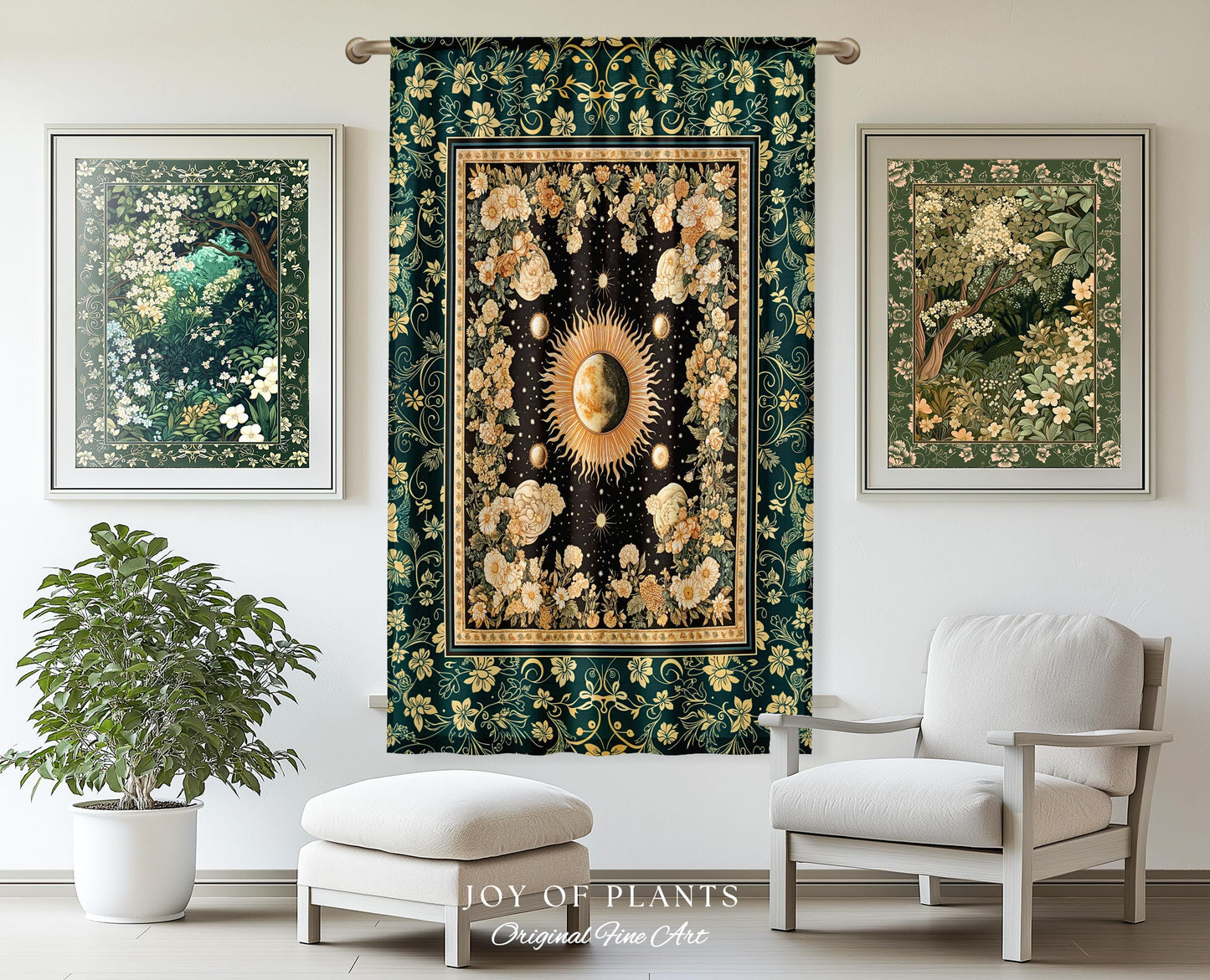 Sun and Moon Bohemian Curtains | Moody Skies Astrology Drapes Vintage Celestial Cozy Bedroom Astrology Tapestry Dark Cottagecore Bohemian |
