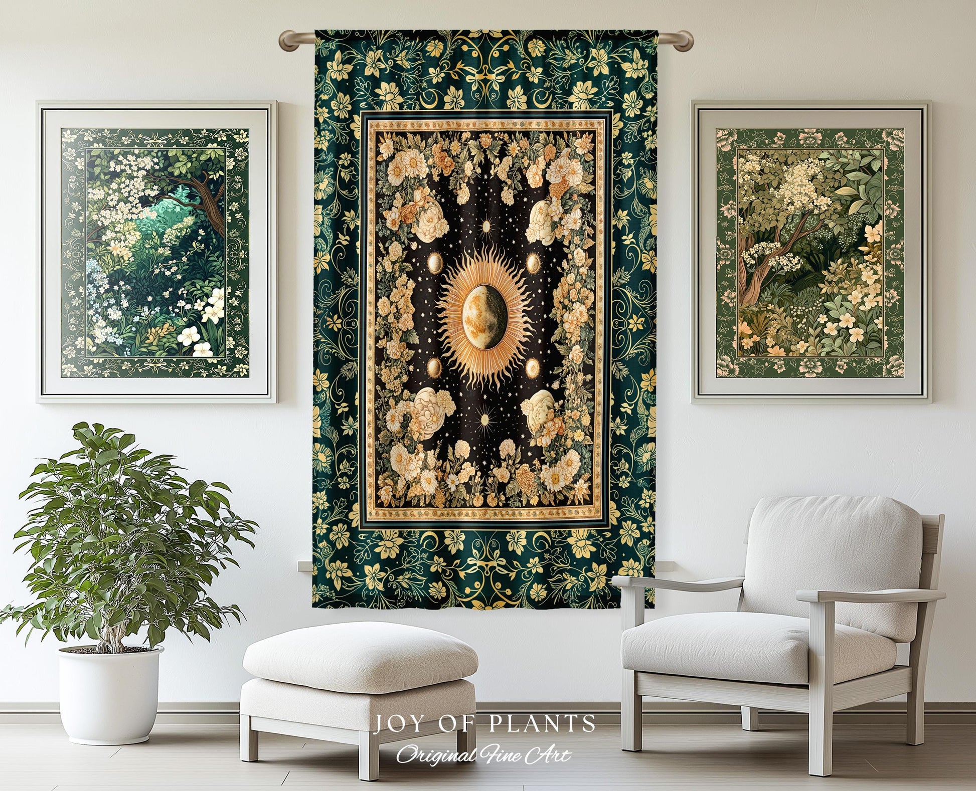 Sun and Moon Bohemian Curtains | Moody Skies Astrology Drapes Vintage Celestial Cozy Bedroom Astrology Tapestry Dark Cottagecore Bohemian |