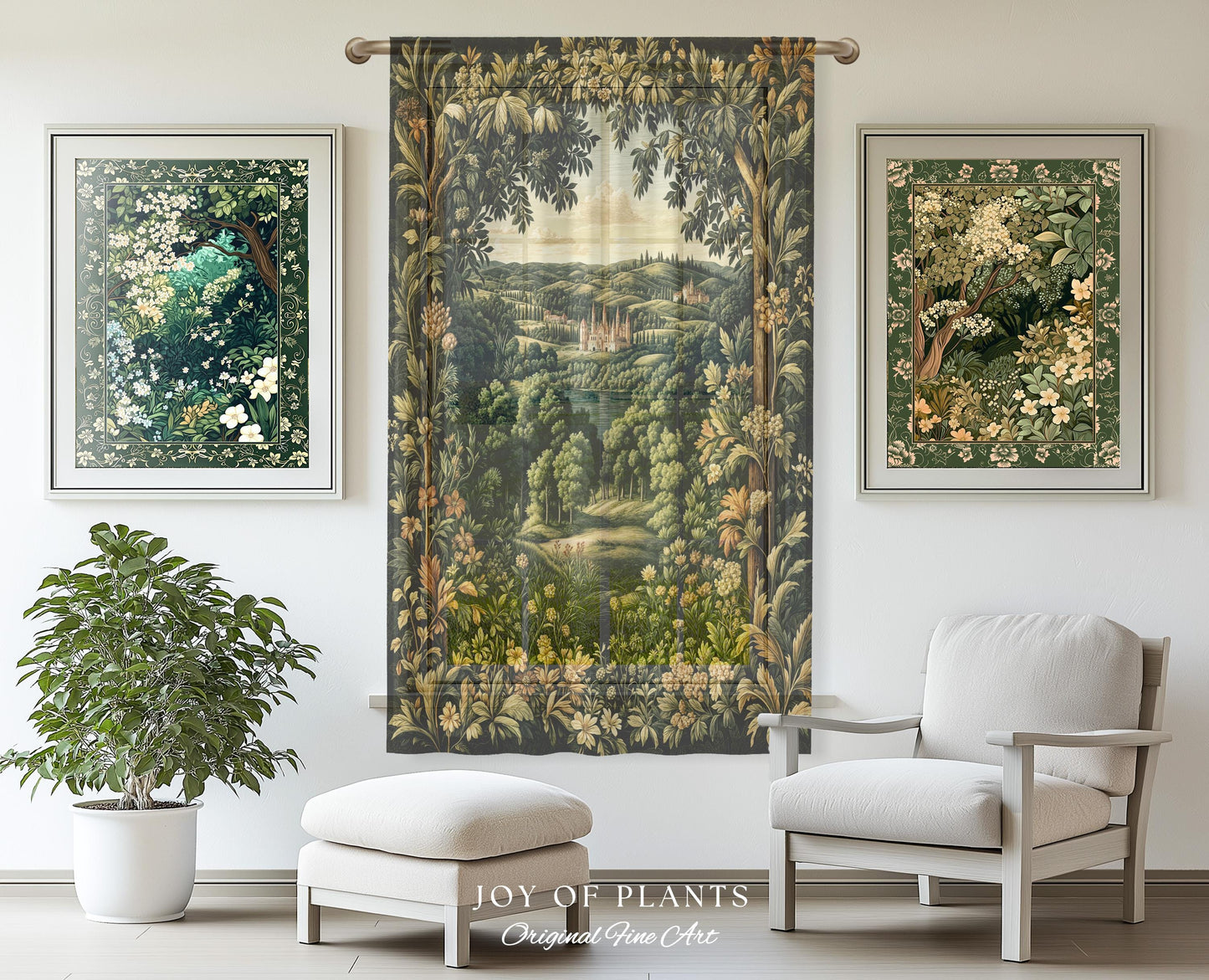 Renaissance Aesthetic Window Curtains | Whimsical Fairytale Botanical Magic Garden Drapes Fairycore Woodland Natural Elegance Rococo Style