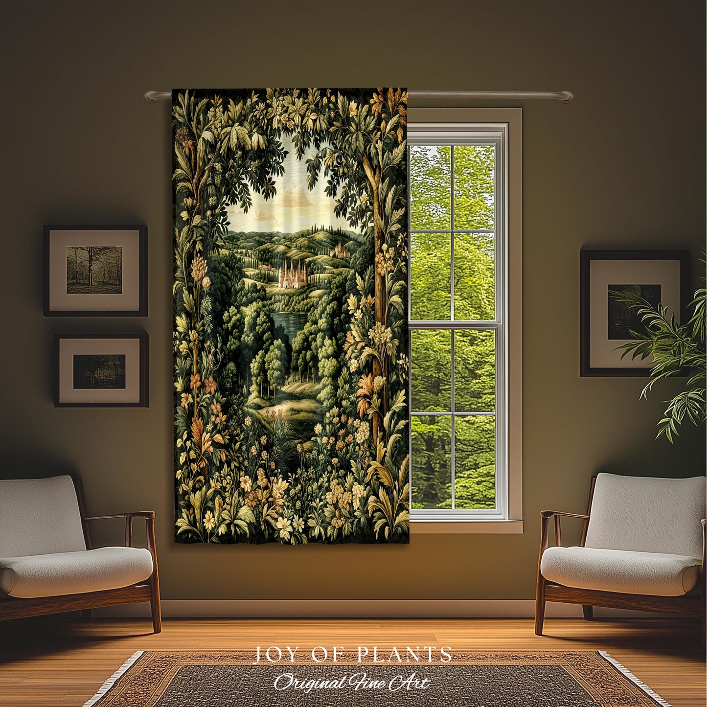 Renaissance Aesthetic Window Curtains | Whimsical Fairytale Botanical Magic Garden Drapes Fairycore Woodland Natural Elegance Rococo Style