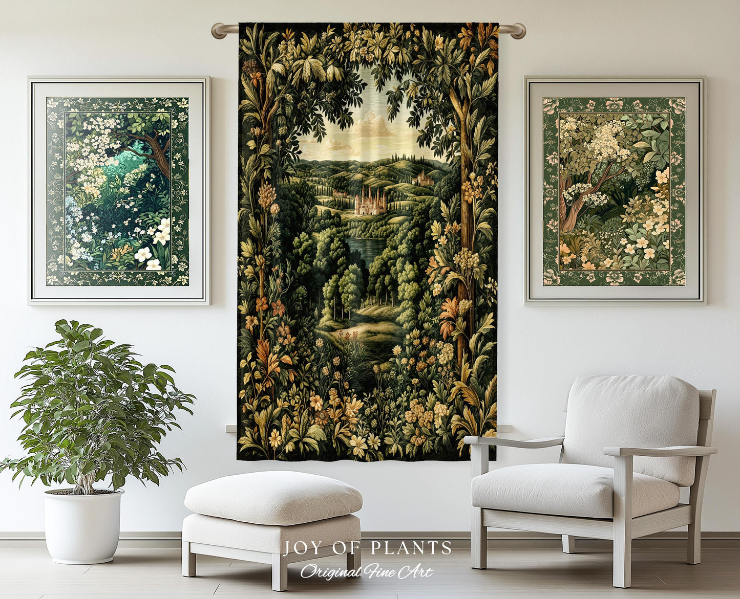 Renaissance Aesthetic Window Curtains | Whimsical Fairytale Botanical Magic Garden Drapes Fairycore Woodland Natural Elegance Rococo Style