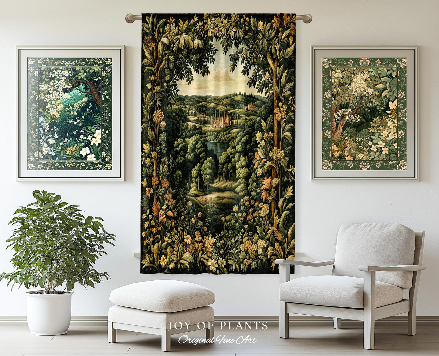 Renaissance Aesthetic Window Curtains | Whimsical Fairytale Botanical Magic Garden Drapes Fairycore Woodland Natural Elegance Rococo Style