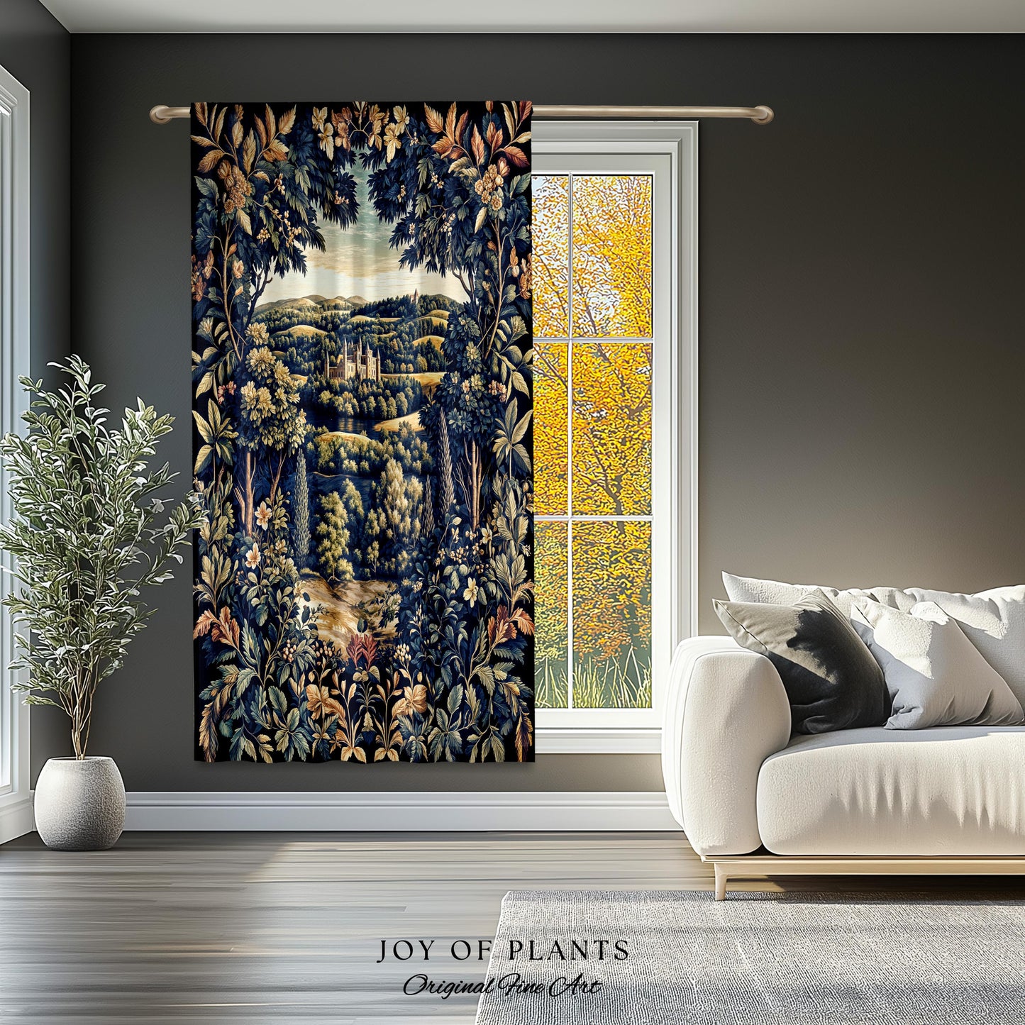 Elegant Rococo Landscape Botanical Curtains | Romantic Victorian Elegance Medieval Gothic Fairytale Floral Drapes Baroque Castle Style Decor