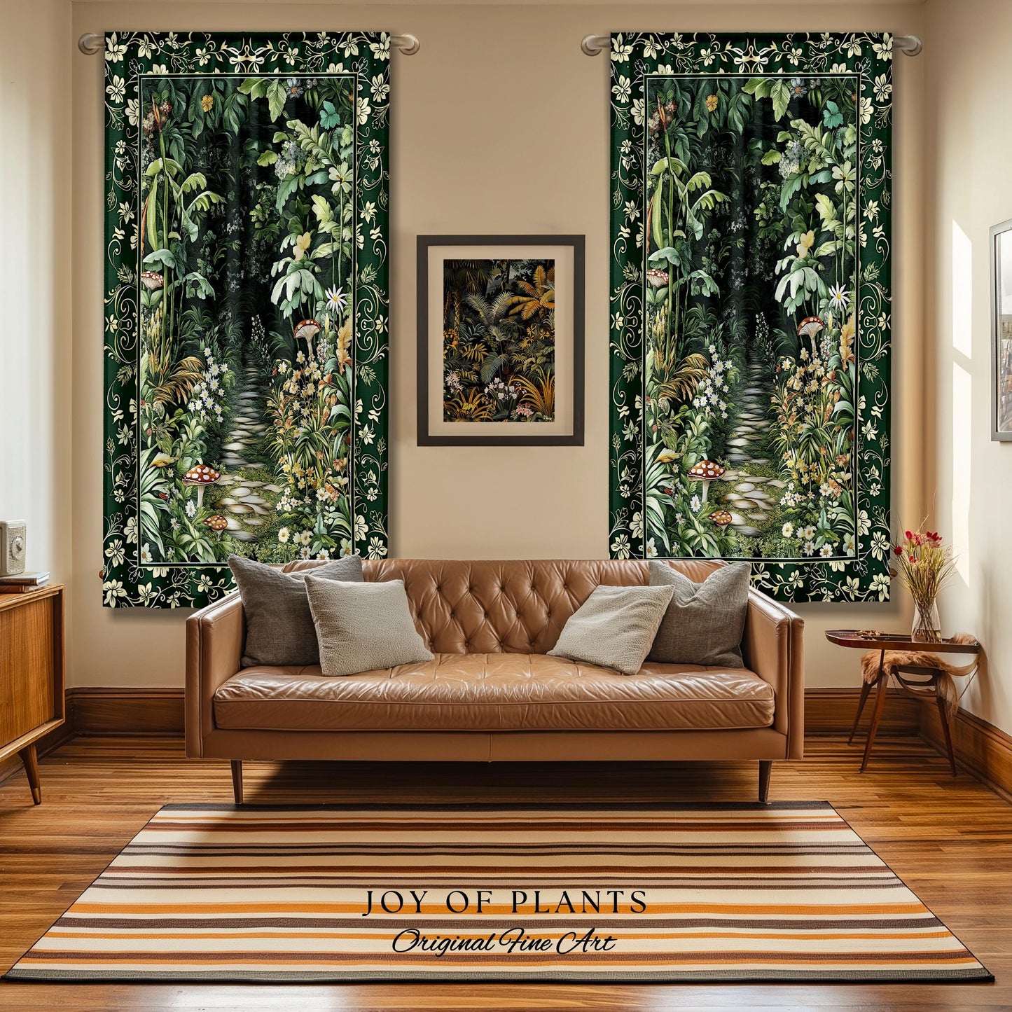 Soft Green Woodland Curtain for Bedroom | Fairycore Woodland Nature Lover Book Nook Cozy Earthy Decor Jungle Whimsical Aesthetic Drapes |