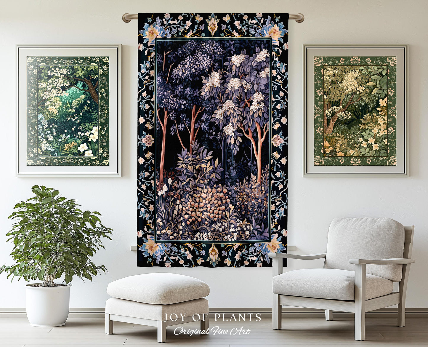 Fairycore Aesthetic Botanical Curtain Dark Academia Lavender Purple Nature Inspired Ethereal Woodland Drapes Wildflowers Enchanted Pastels