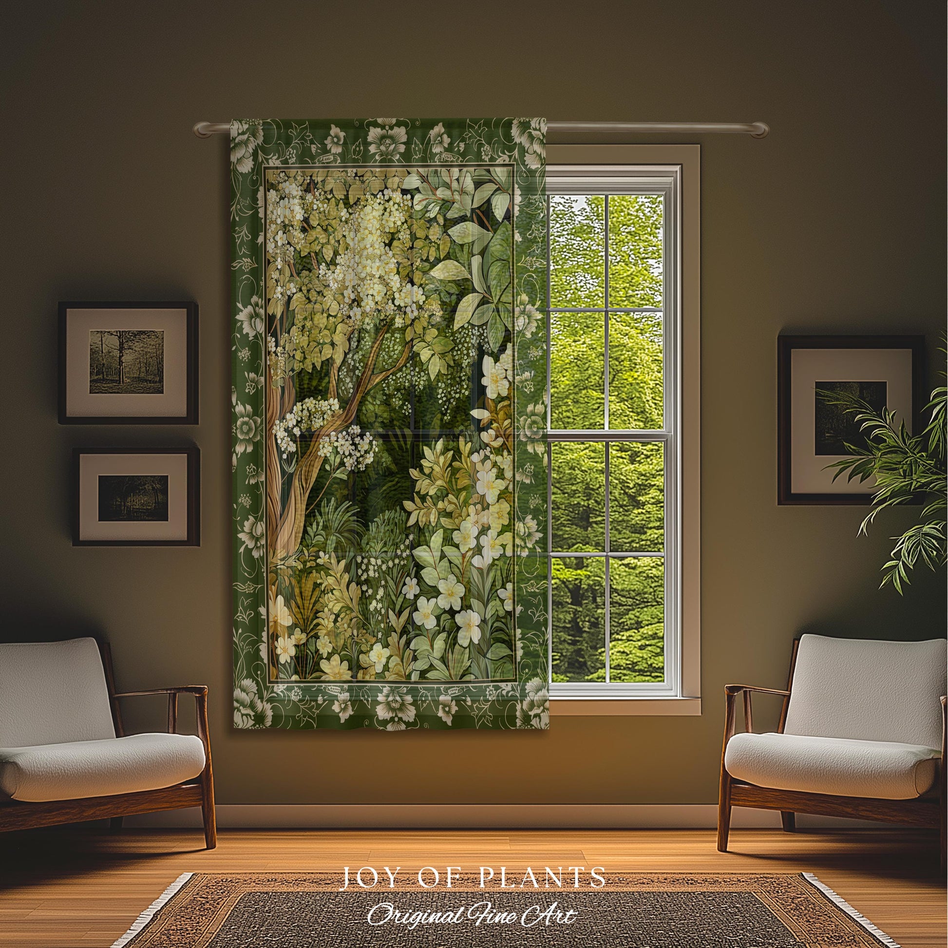 Soft Aesthetics Folklore Forest Curtain Fairy Inspired Bedroom | Cozy Cottagecore Ethereal Nature Aesthetic Sage Green Drapes Indie Decor