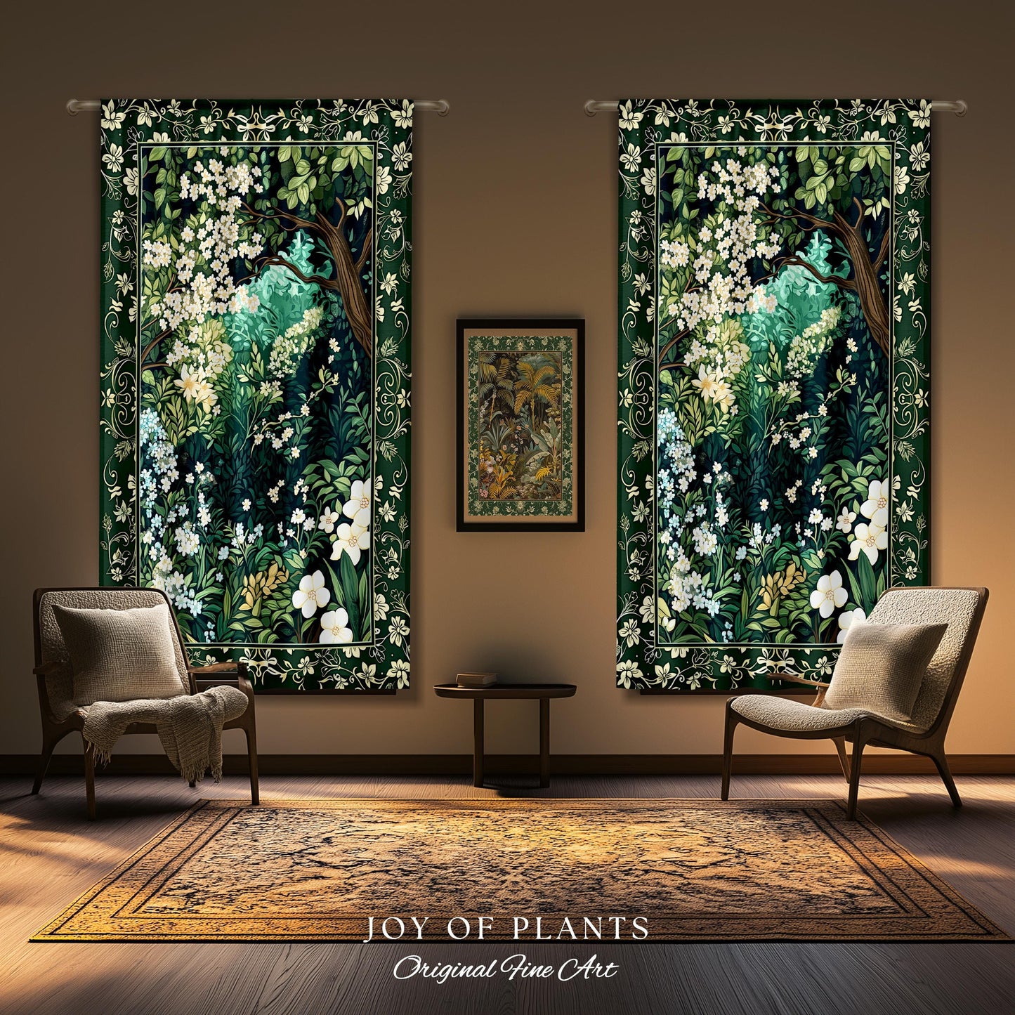 Botanical Aesthetic Forest Curtain Dark Cottagecore Folklore Inspired Decor | Ethereal Aesthetic Fairycore Mystical Woodland Drapes Bohemian