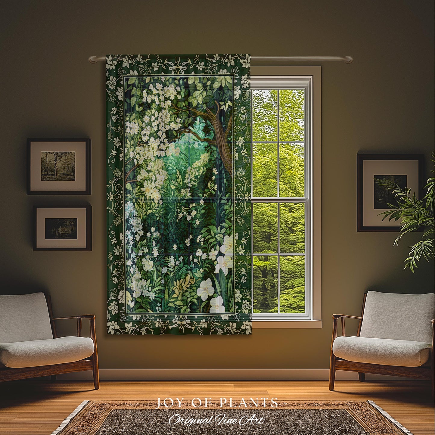 Botanical Aesthetic Forest Curtain Dark Cottagecore Folklore Inspired Decor | Ethereal Aesthetic Fairycore Mystical Woodland Drapes Bohemian