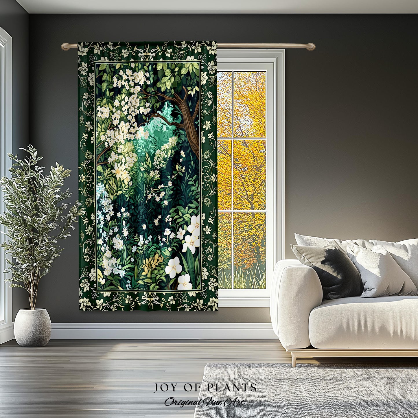 Botanical Aesthetic Forest Curtain Dark Cottagecore Folklore Inspired Decor | Ethereal Aesthetic Fairycore Mystical Woodland Drapes Bohemian