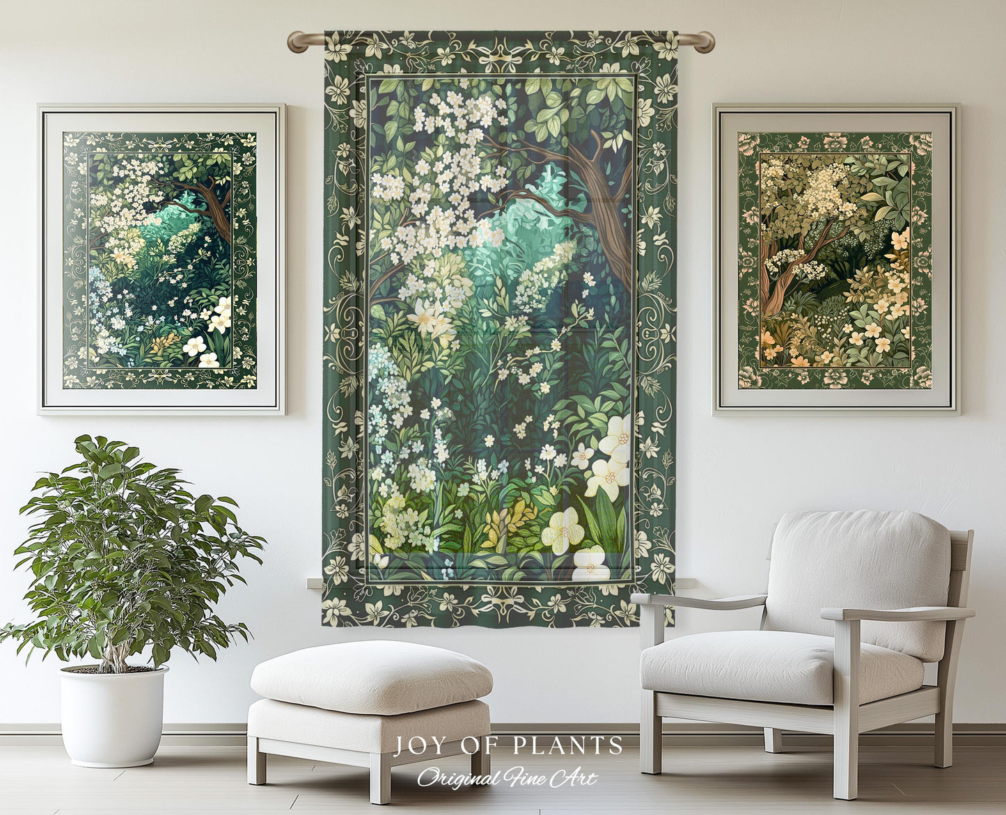 Botanical Aesthetic Forest Curtain Dark Cottagecore Folklore Inspired Decor | Ethereal Aesthetic Fairycore Mystical Woodland Drapes Bohemian