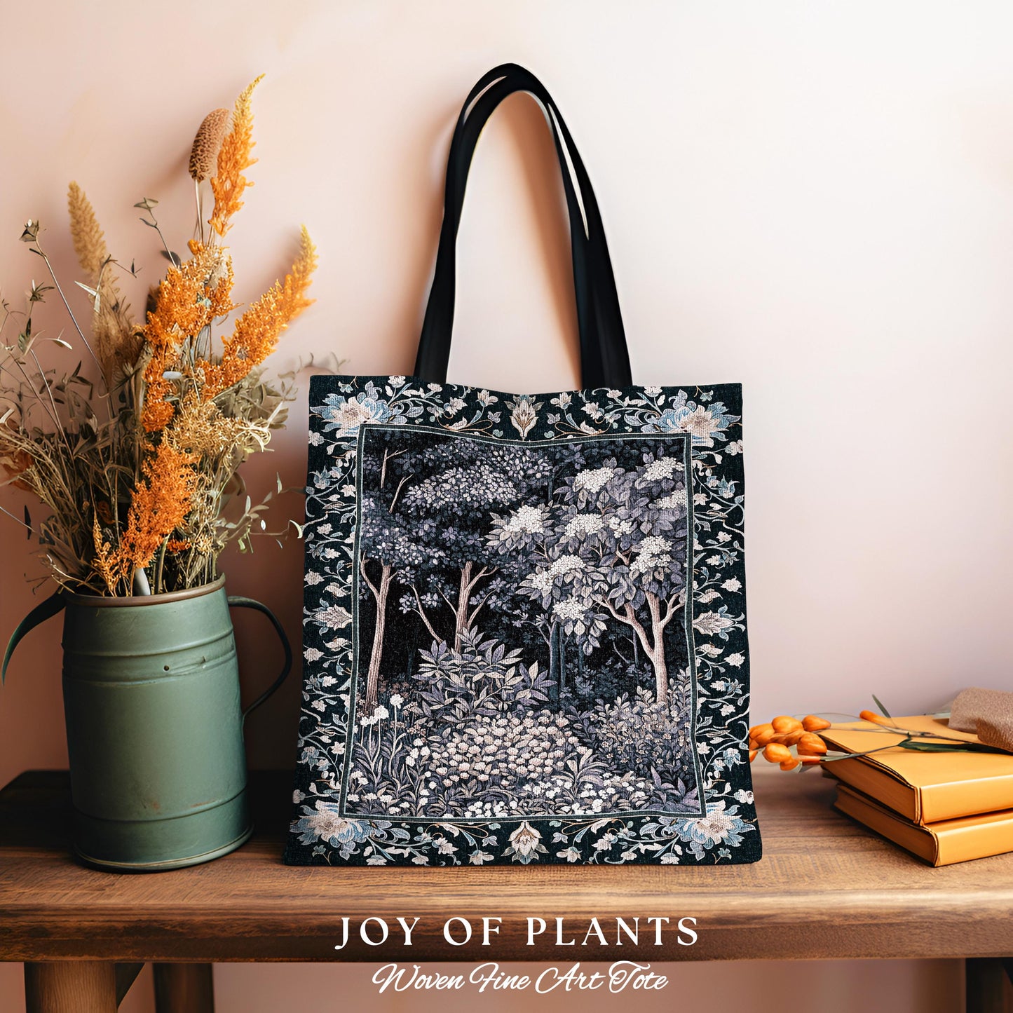 Fairycore Aesthetic Botanical Tapestry Tote Dark Academia Lavender Purple Nature Inspired Ethereal Woodland Wildflowers Enchanted Book Bag