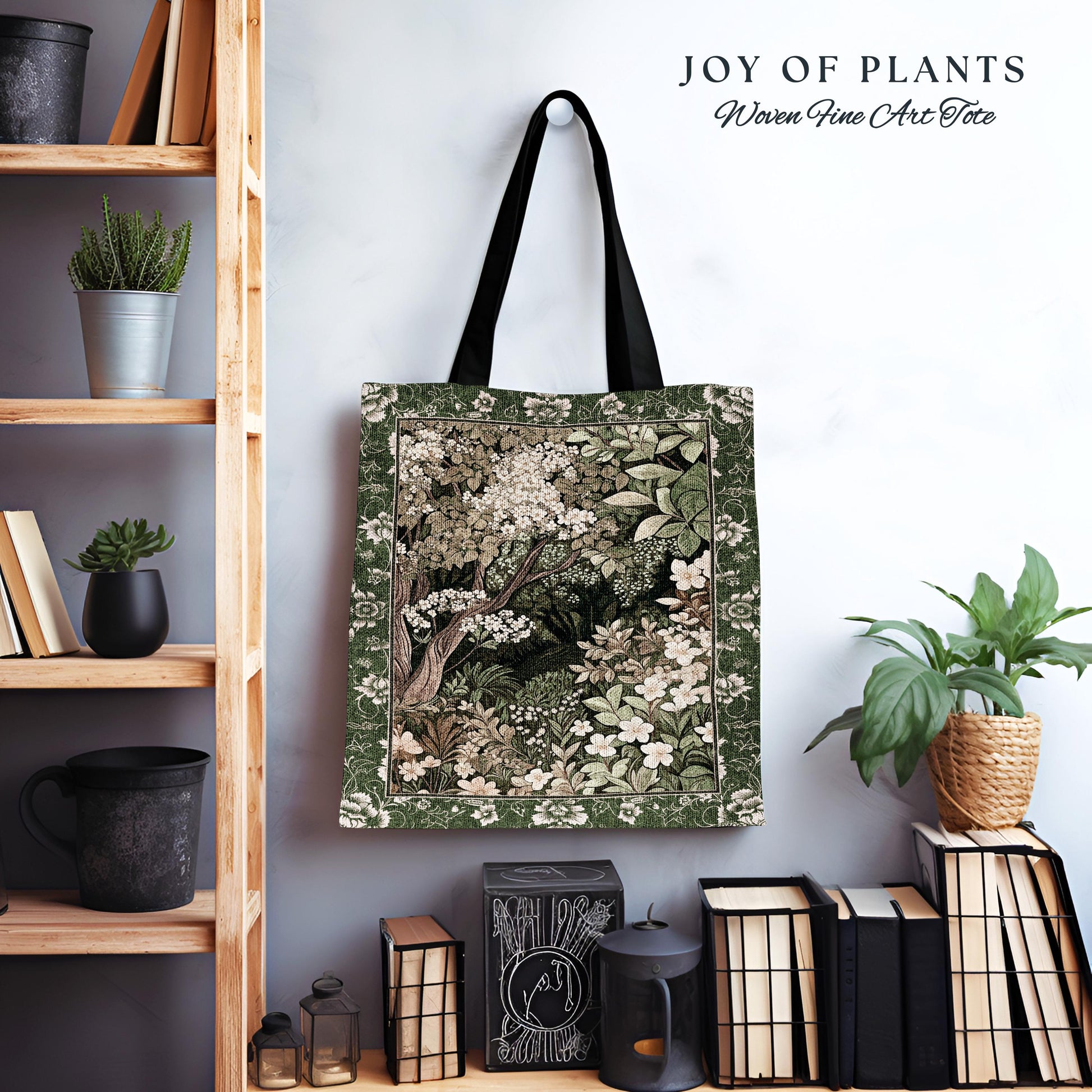 Soft Aesthetics Folklore Tote Bag | Fairy Inspired Style Cozy Cottagecore Accessory Ethereal Nature Aesthetic Sage Green Indie Woven Tote |