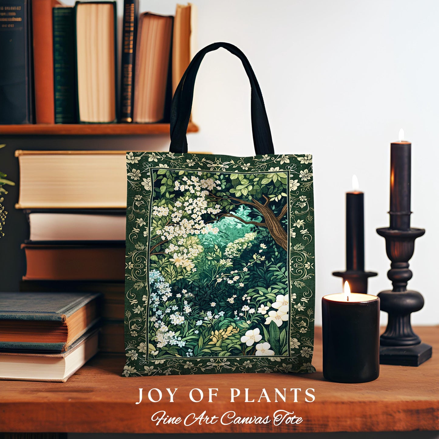 Botanical Aesthetic Forest Tapestry Bag Dark Cottagecore Folklore Inspired Style | Ethereal Aesthetic Fairycore Mystical Woodland Tote |