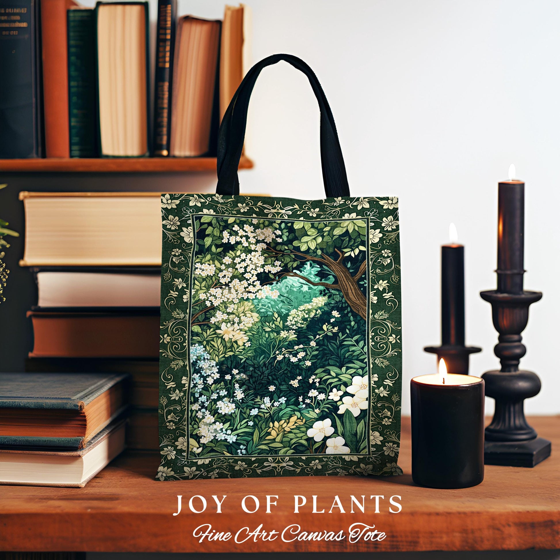 Botanical Aesthetic Forest Tapestry Bag Dark Cottagecore Folklore Inspired Style | Ethereal Aesthetic Fairycore Mystical Woodland Tote |