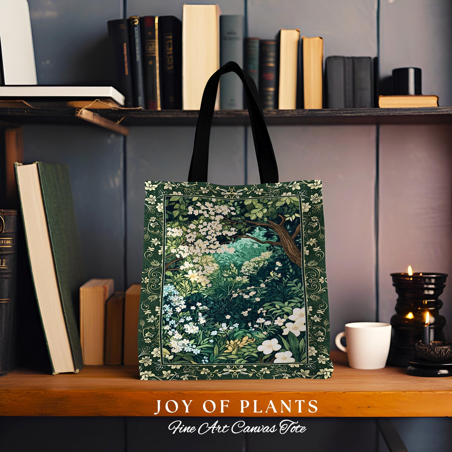Botanical Aesthetic Forest Tapestry Bag Dark Cottagecore Folklore Inspired Style | Ethereal Aesthetic Fairycore Mystical Woodland Tote |