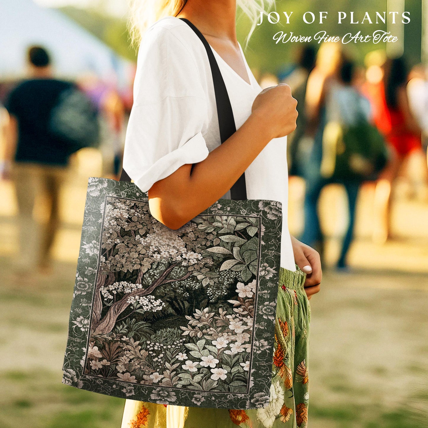 Soft Aesthetics Folklore Tote Bag | Fairy Inspired Style Cozy Cottagecore Accessory Ethereal Nature Aesthetic Sage Green Indie Woven Tote |