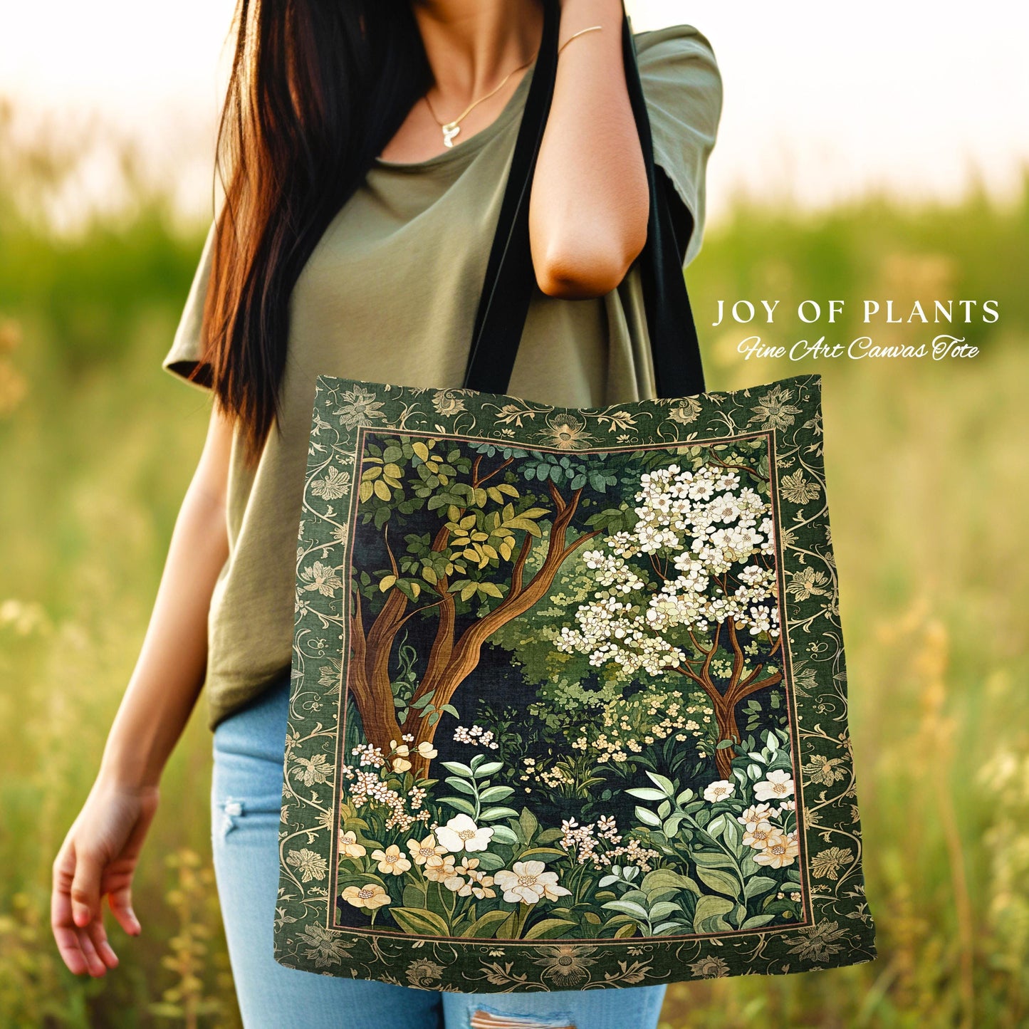 Wildflower Meadow Botanical Tapestry Bag Fairy Inspired Style Cottagecore Folklore Tote Bag Ethereal Aesthetic Bohemian Fairycore Accessory