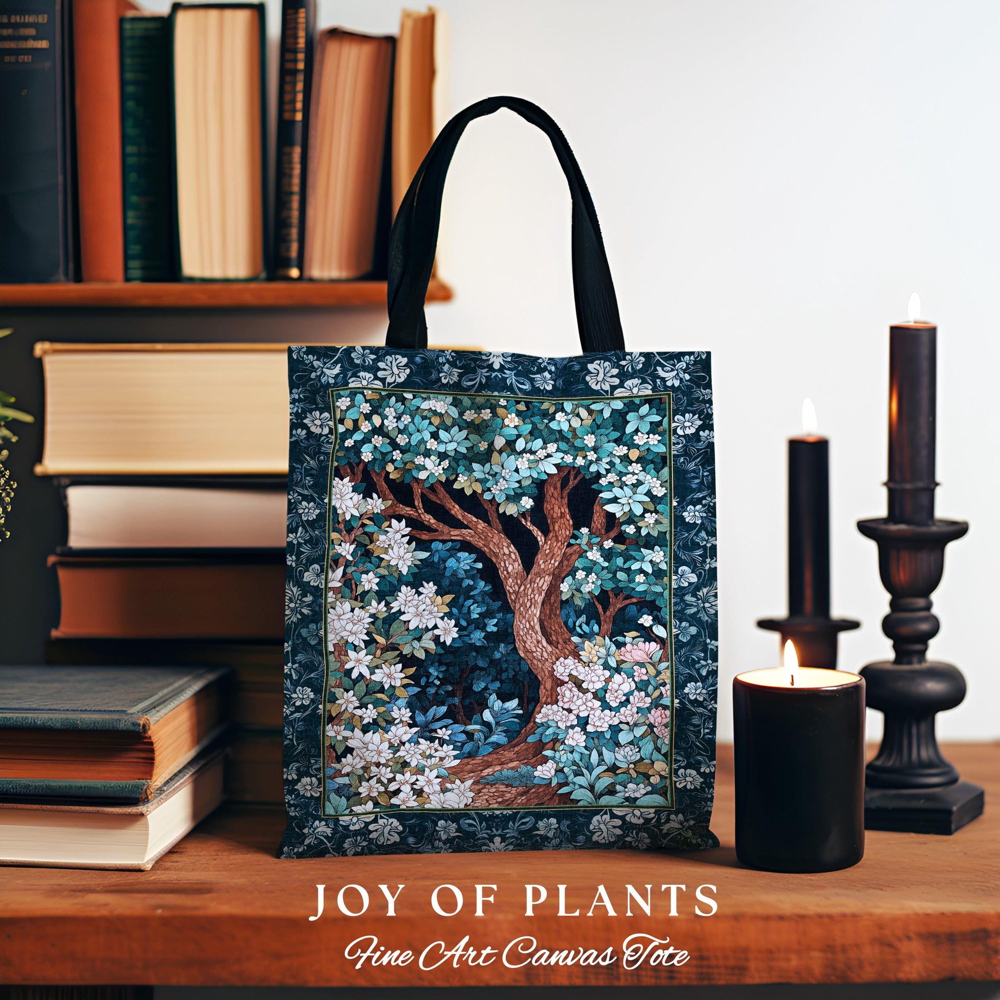 Bohemian Tree Tapestry Tote Magical Aesthetic Folklore Forest Ethereal Style | Nature Inspired Woodland Magic Wildflower Fairycore Bag |