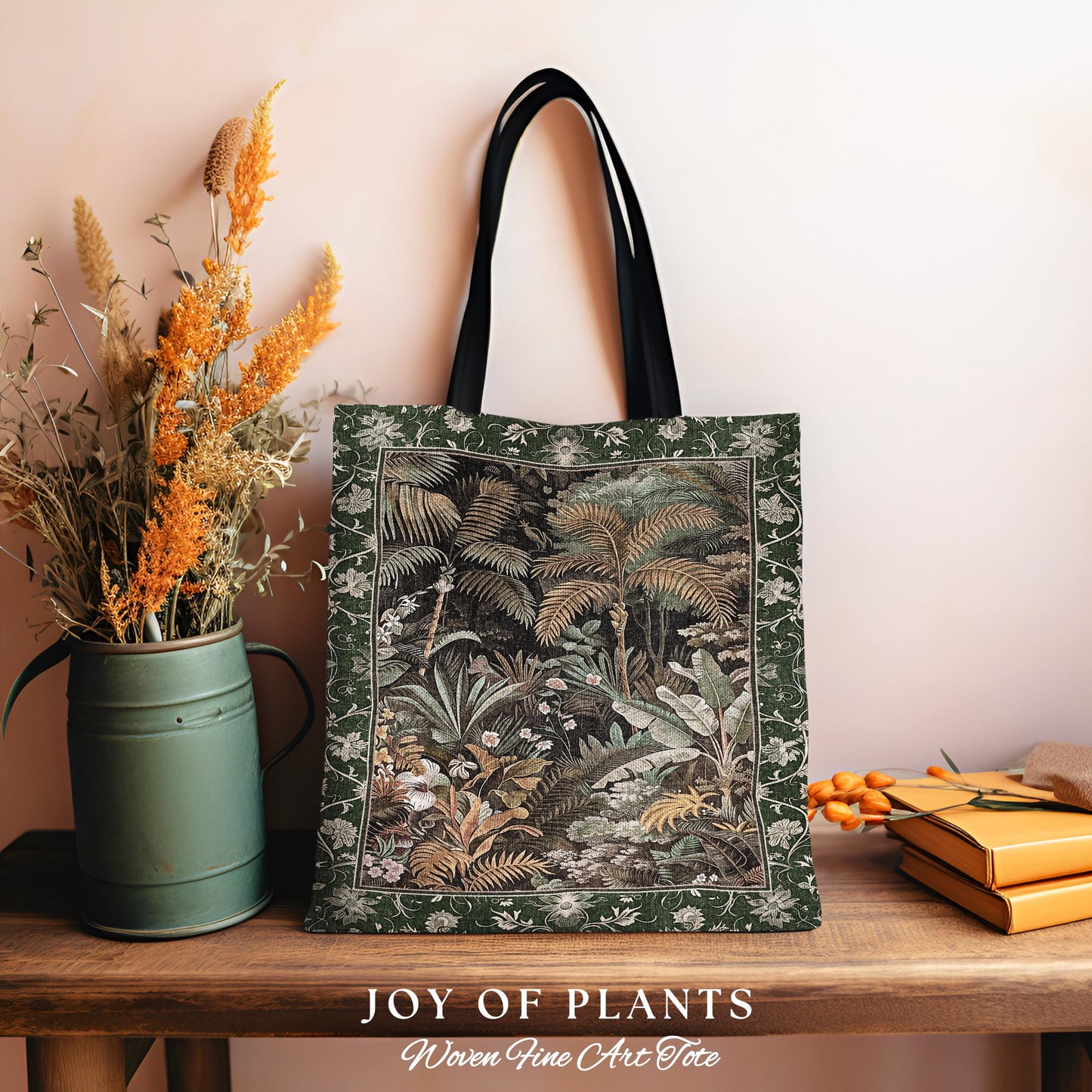 Maximalist Botanical Jungle Tote Bag | Exotic Leaf Tropical Nature Theme Accessory Vintage Elegance Woven Tapestry Bag Forest Aesthetic |