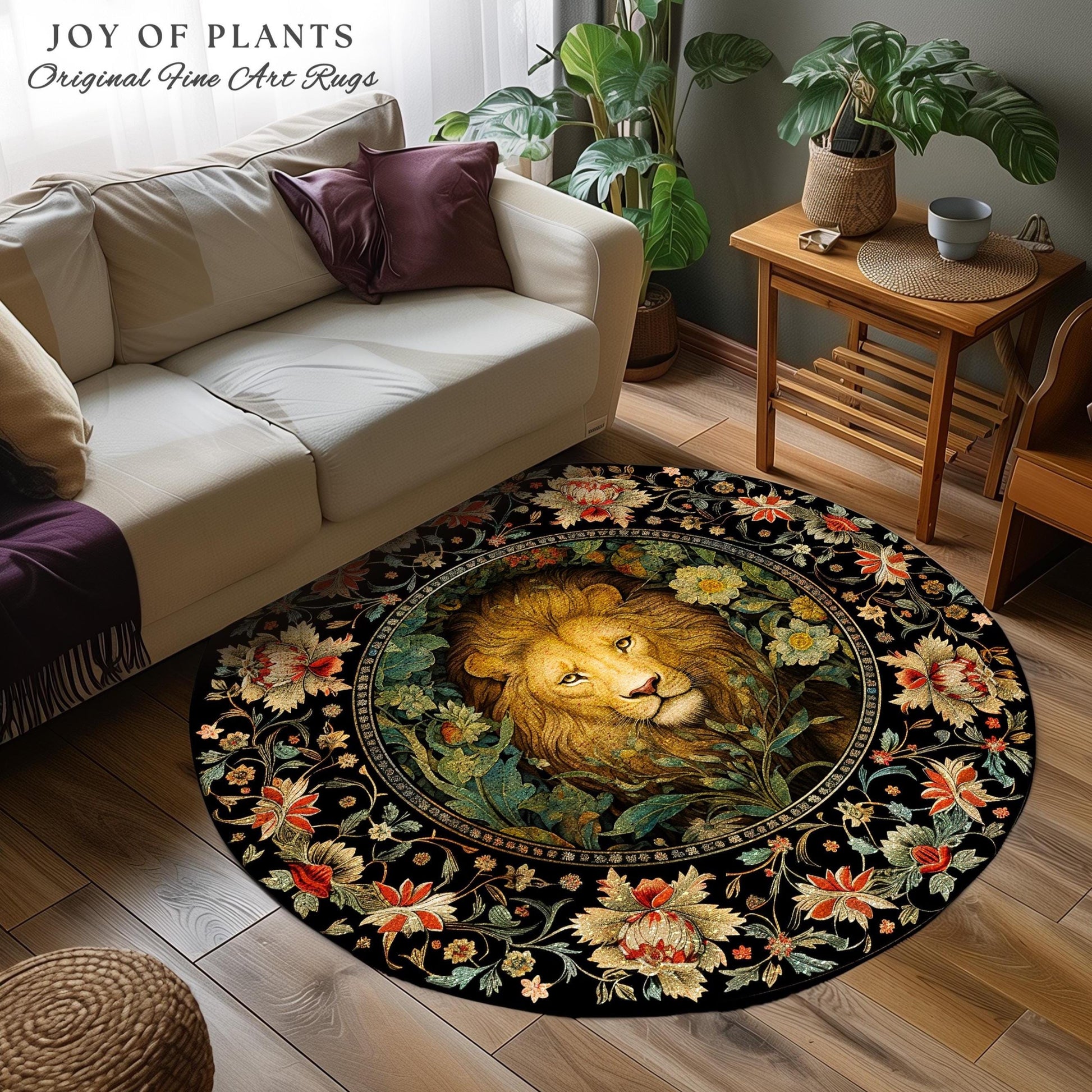 King if the Jungle Area Rug | Jungle Bedroom Decor William Morris Inspired Cottagecore Room Dark Academia Nature Area Rug Botanical Home |