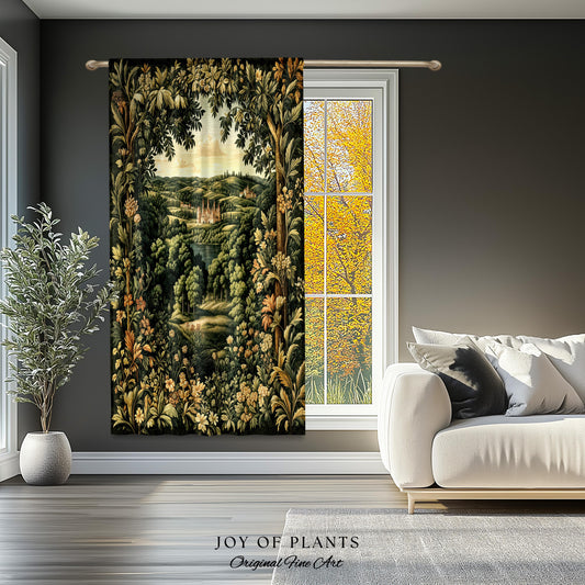 Renaissance Aesthetic Window Curtains | Whimsical Fairytale Botanical Magic Garden Drapes Fairycore Woodland Natural Elegance Rococo Style