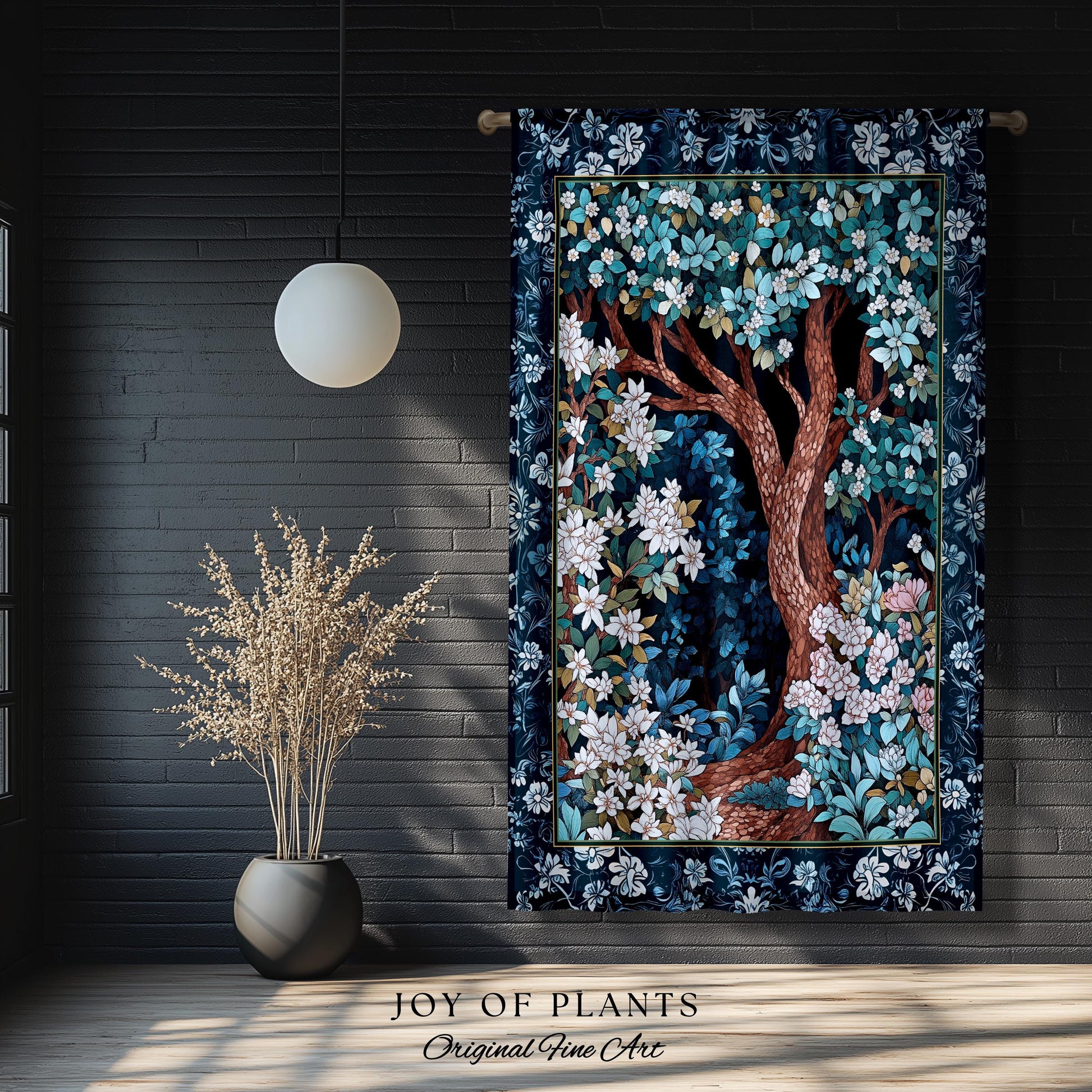 Bohemian Tree Curtain Magical Aesthetic Folklore Forest Ethereal Bedroom | Nature Inspired Woodland Magic Wildflower Drapes Fairycore Decor