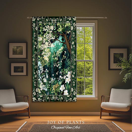 Botanical Aesthetic Forest Curtain Dark Cottagecore Folklore Inspired Decor | Ethereal Aesthetic Fairycore Mystical Woodland Drapes Bohemian