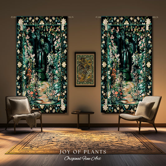 Cottagecore Woodland Nature Curtain Whimsigoth Folklore Decor | Ethereal Aesthetic Forestcore Nature Magic Fairy Inspired Bedroom Drapes |