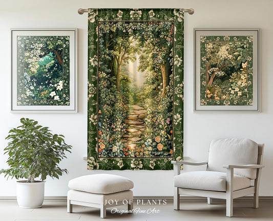 Mystic Garden Fairytale Landscape Curtain | Fairycore Woodland Nature Lover Aesthetic Cozy Earthy Bedroom Decor Whimsical Floral Drapes |