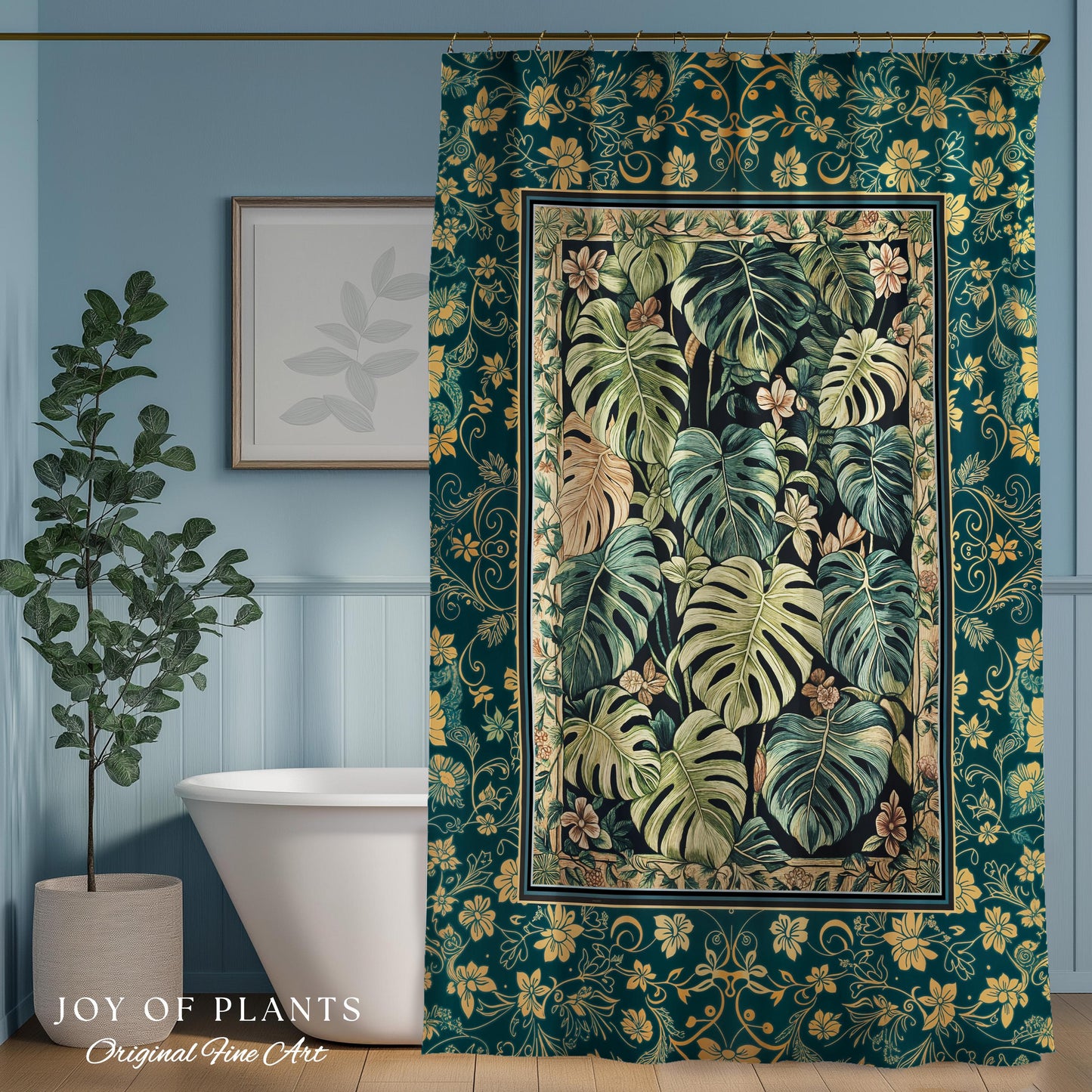 Cozy Plant Bathroom Shower Curtain | Jungle Vibes Dark Academia Houseplant Lover Housewarming Gift Whimsigoth Eclectic Bath Room Botanical |