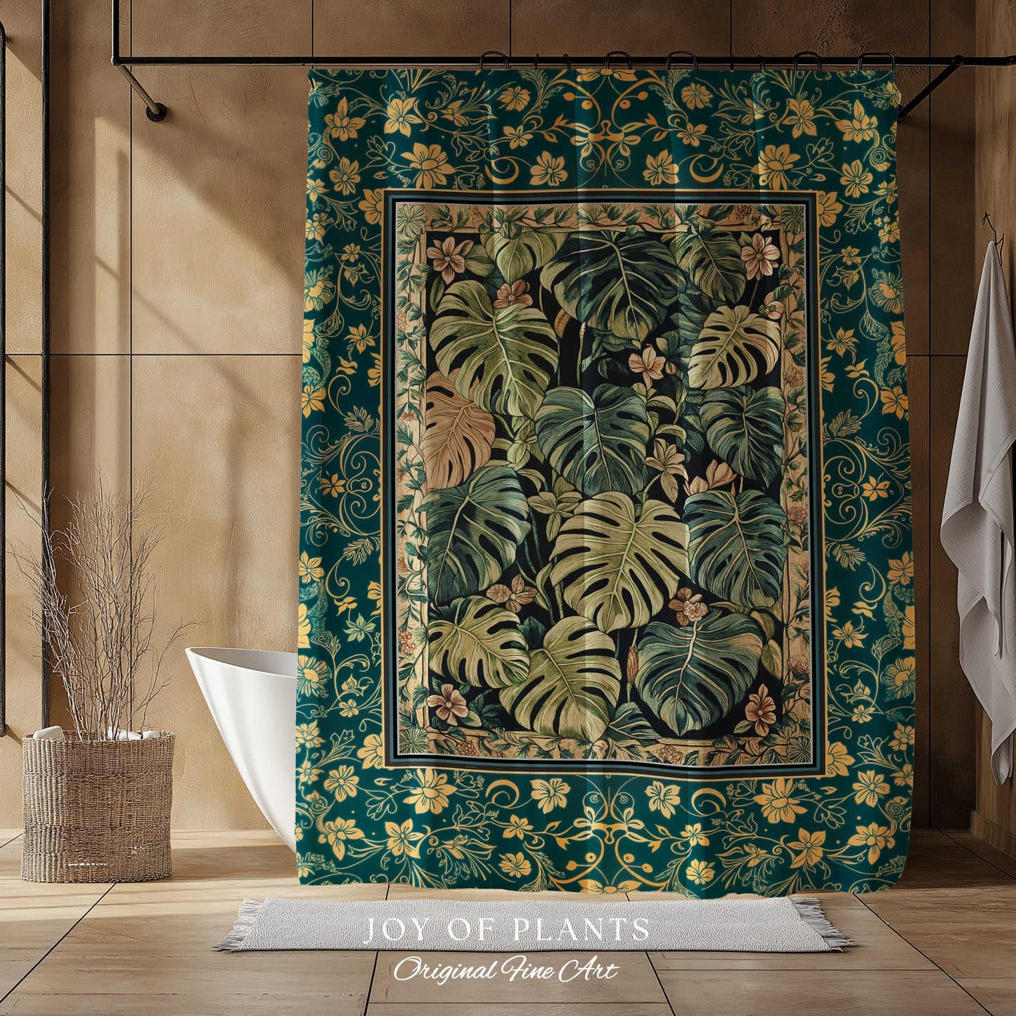 Cozy Plant Bathroom Shower Curtain | Jungle Vibes Dark Academia Houseplant Lover Housewarming Gift Whimsigoth Eclectic Bath Room Botanical |