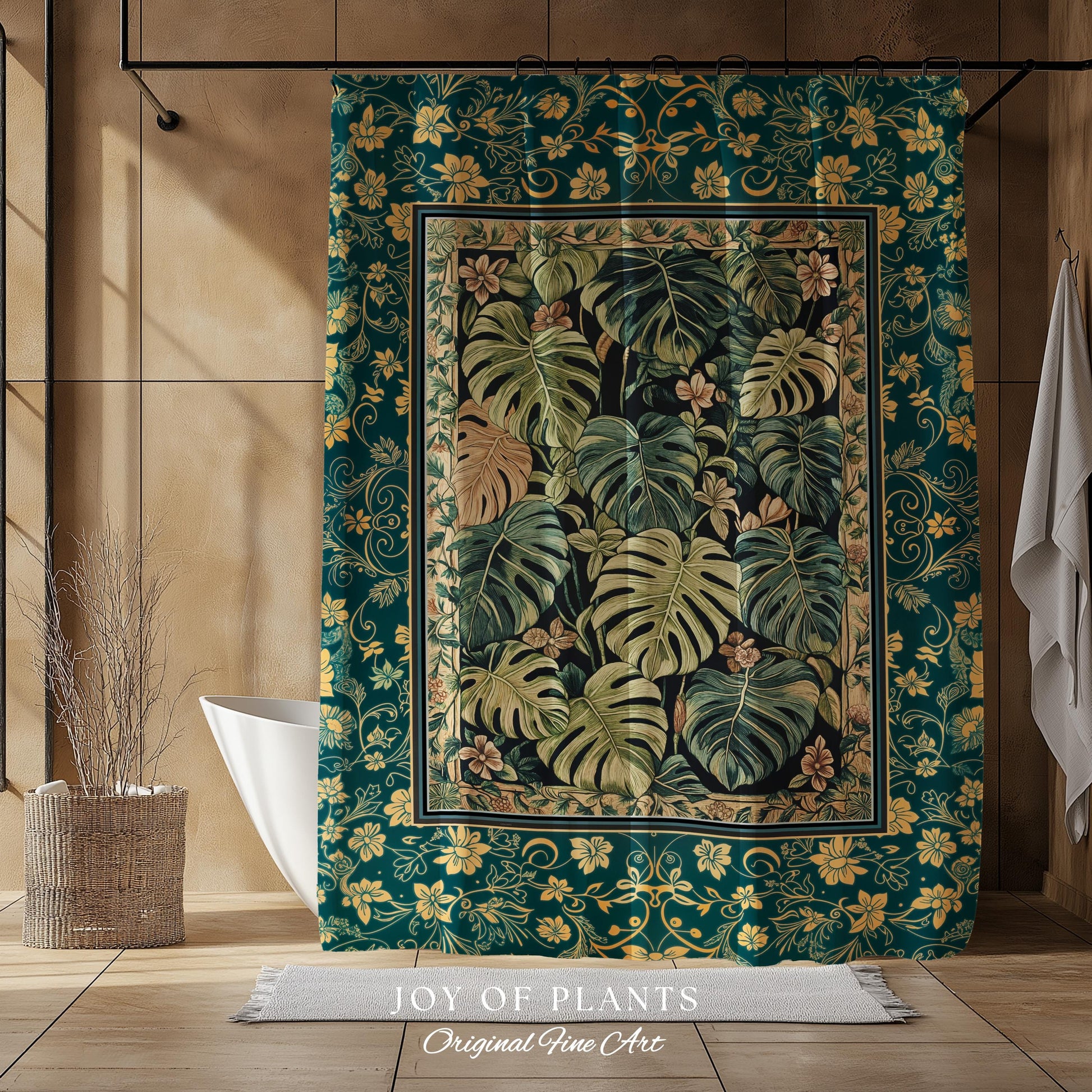 Cozy Plant Bathroom Shower Curtain | Jungle Vibes Dark Academia Houseplant Lover Housewarming Gift Whimsigoth Eclectic Bath Room Botanical |