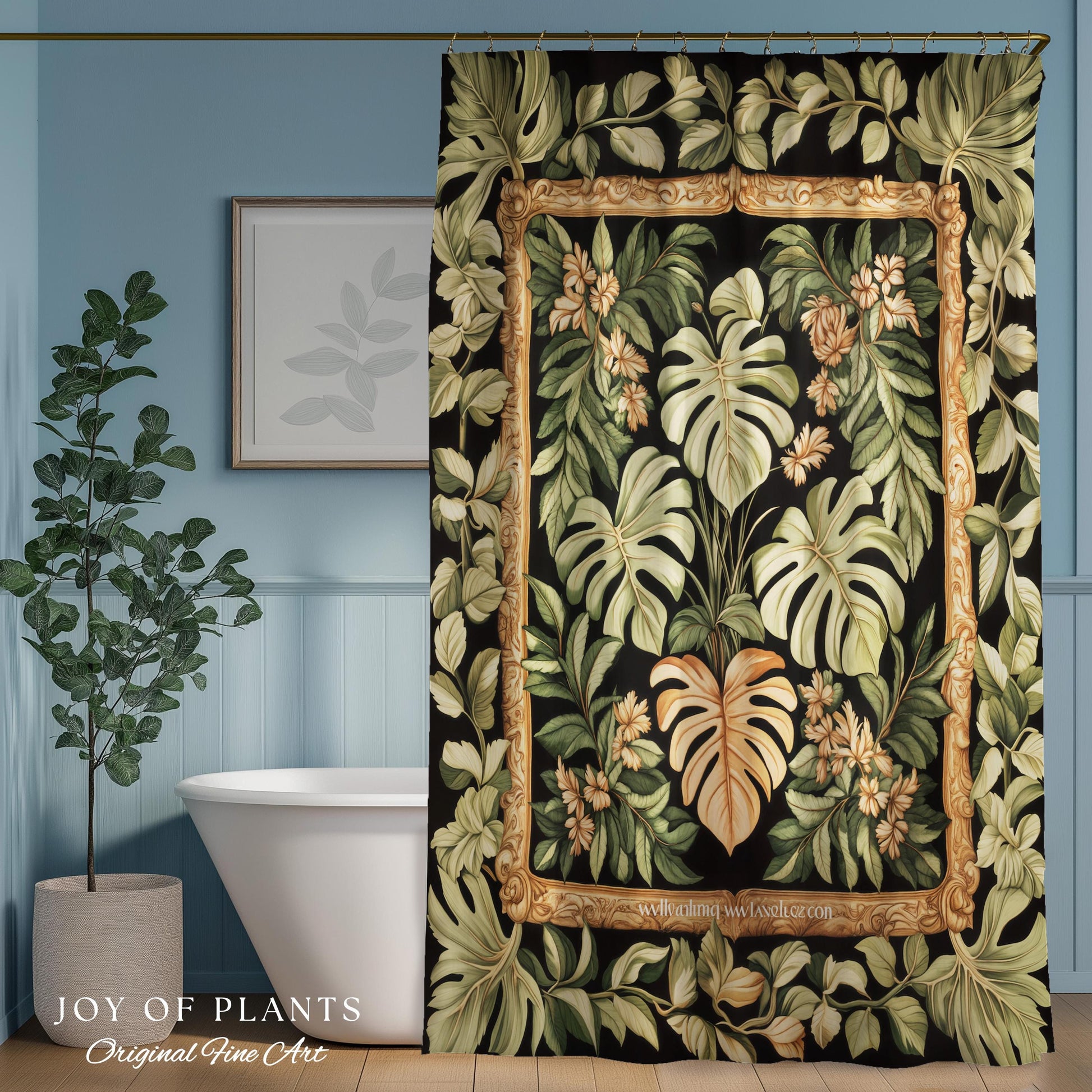 Forestcore Tropigoth Shower Curtain | Jungle Whimsy Dark Academia Bathroom Cottagecore Houseplant Lover Maximalist Botanical Monstera Boho |