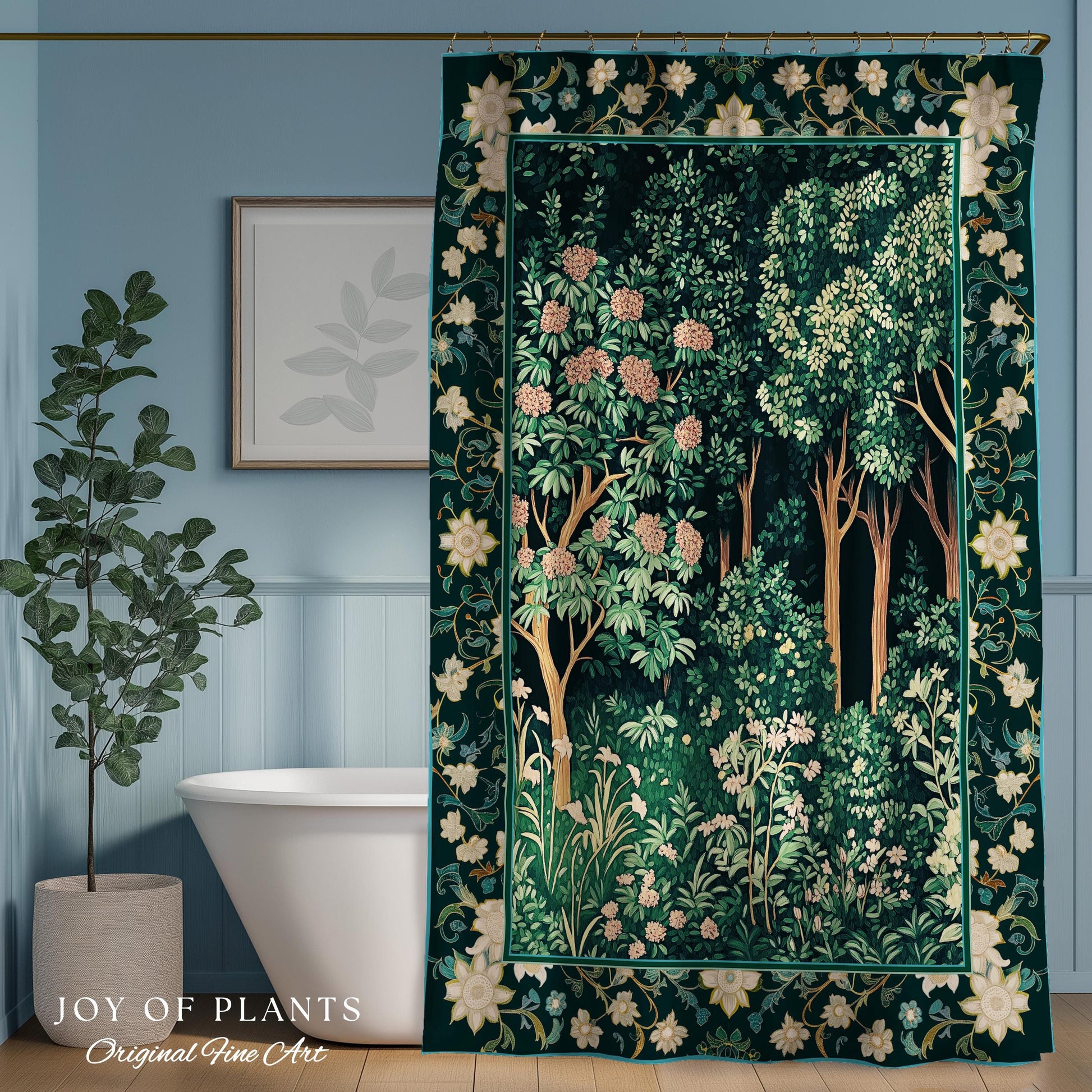 Dark Woodland Whimsical Forest Shower Curtain Whimsigothic Folklore Inspired Decor | Ethereal Academia Aesthetic Fairycore Bathroom Accent |
