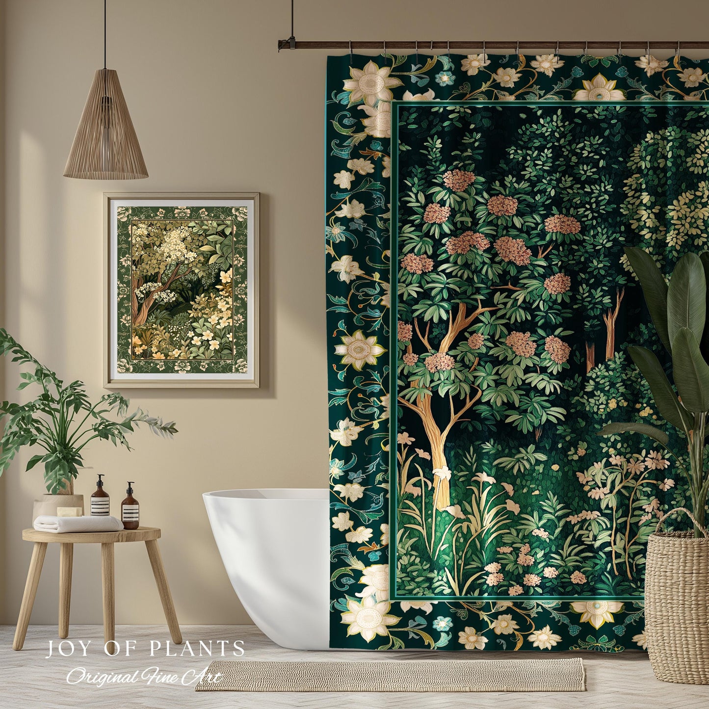 Dark Woodland Whimsical Forest Shower Curtain Whimsigothic Folklore Inspired Decor | Ethereal Academia Aesthetic Fairycore Bathroom Accent |