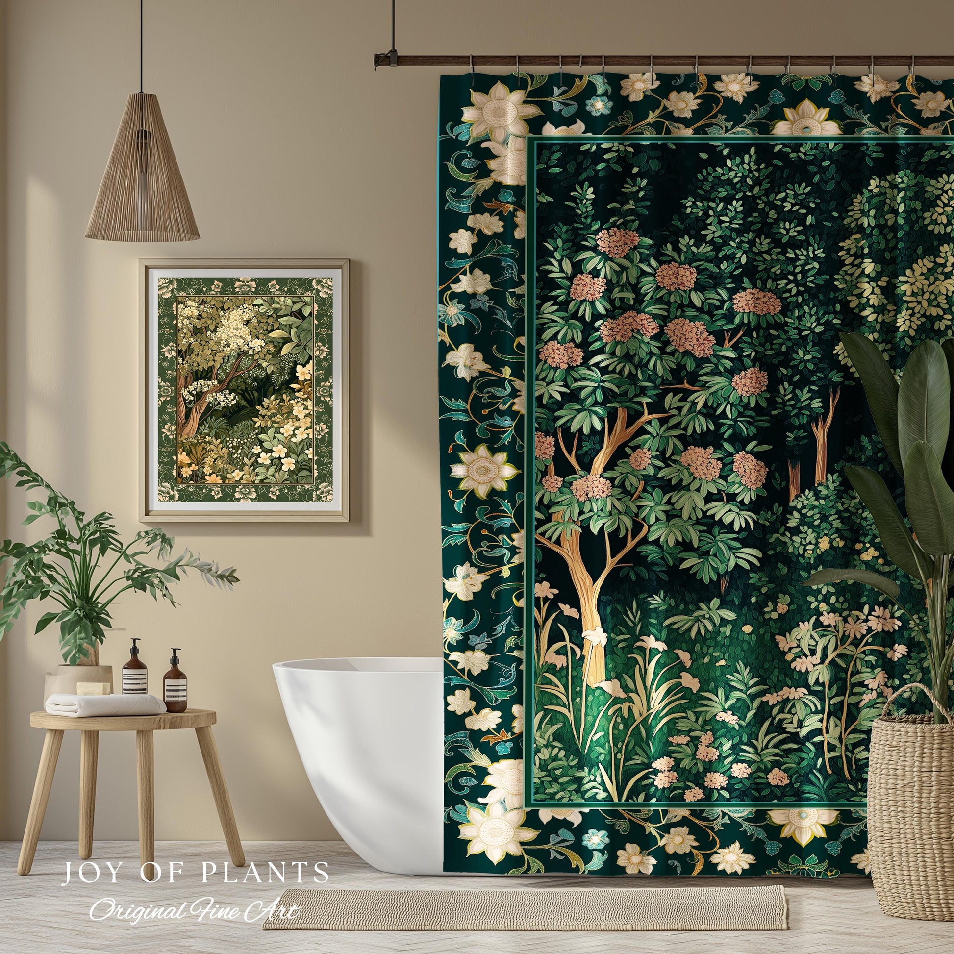 Dark Woodland Whimsical Forest Shower Curtain Whimsigothic Folklore Inspired Decor | Ethereal Academia Aesthetic Fairycore Bathroom Accent |