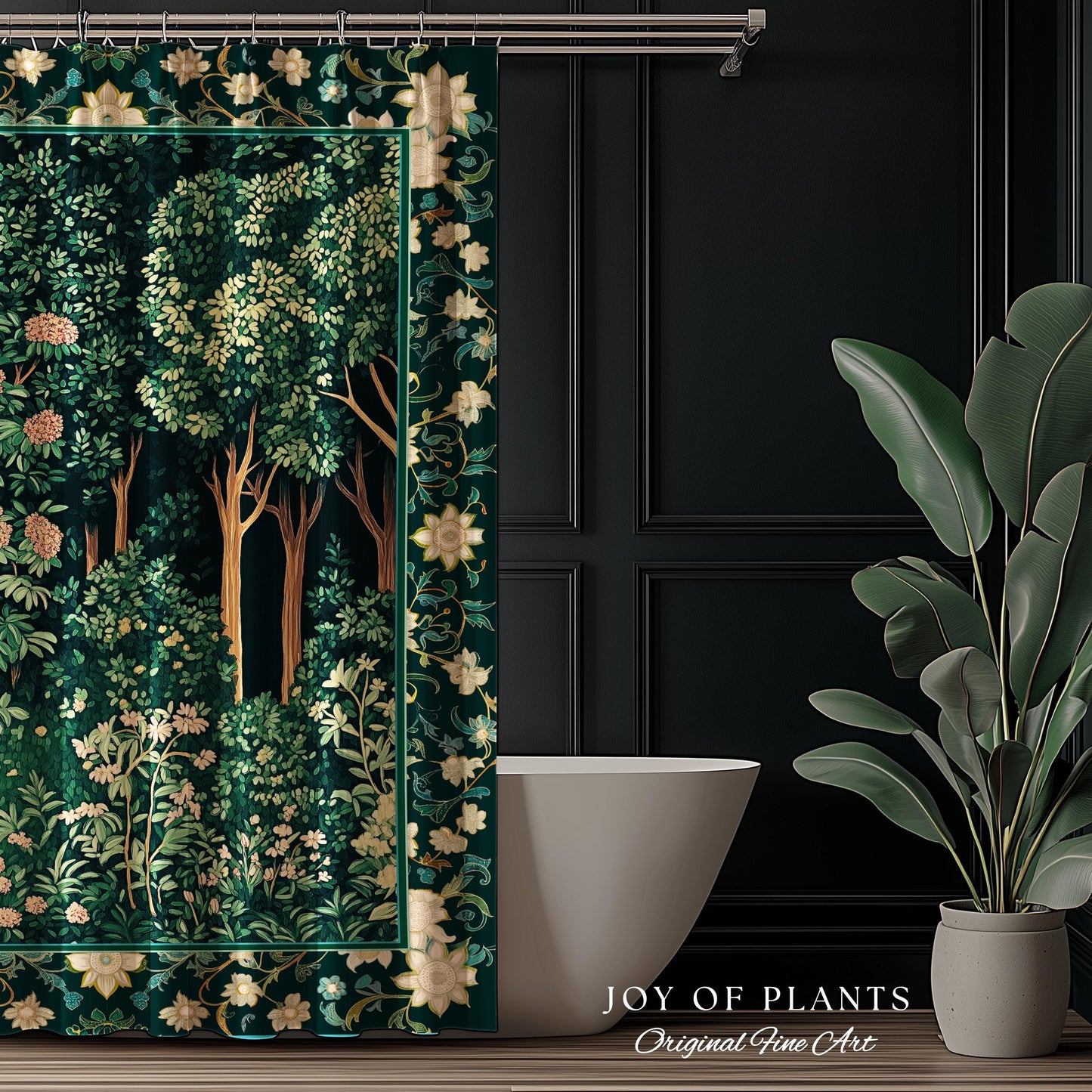 Dark Woodland Whimsical Forest Shower Curtain Whimsigothic Folklore Inspired Decor | Ethereal Academia Aesthetic Fairycore Bathroom Accent |