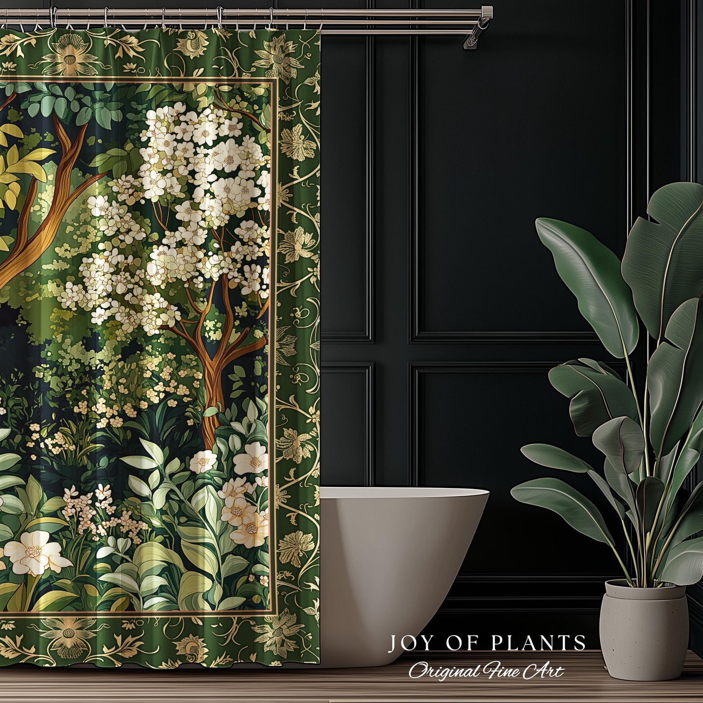 Wildflower Meadow Botanical Shower Curtain Fairy Inspired Bathroom | Cottagecore Folklore Decor Ethereal Aesthetic Bohemian Fairycore Style