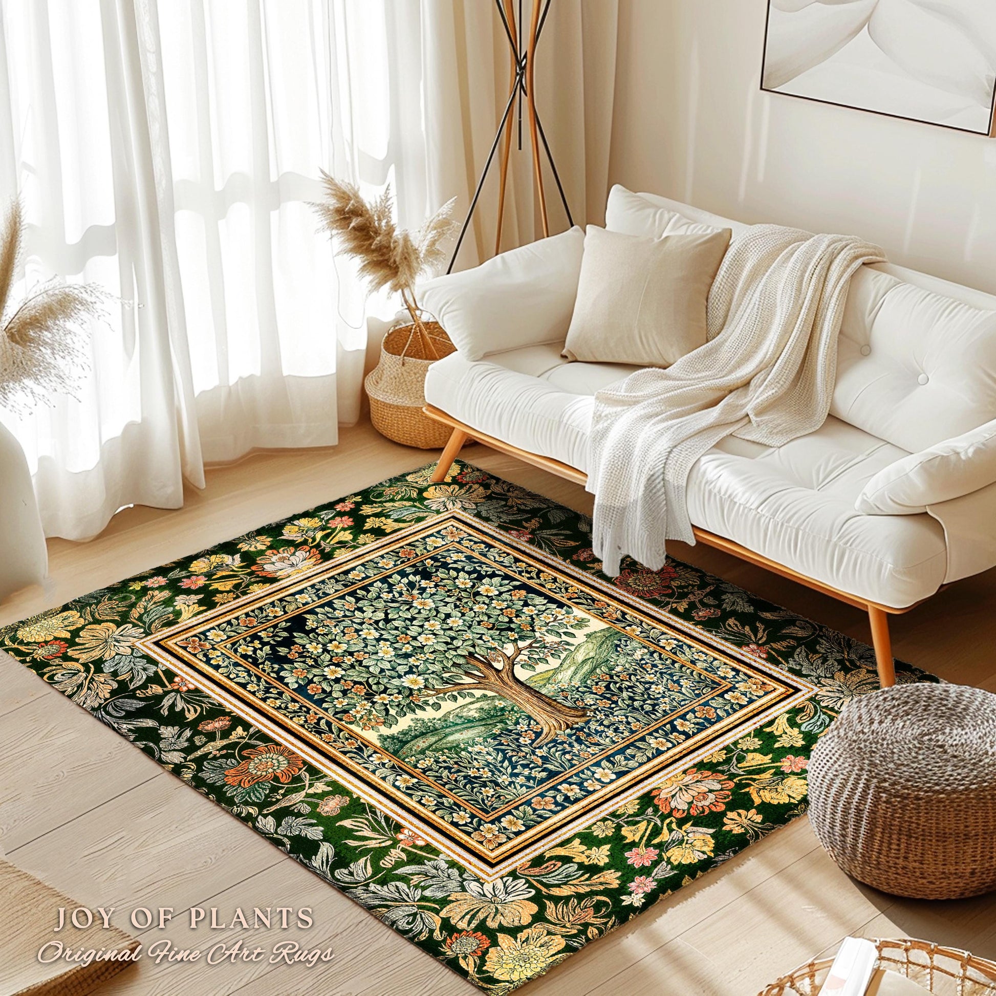 Rustic Fairytale Tree Accent Rug | Cozy Enchanted Nature Romantic Forest Ethereal Vintage Floral Woodland Storybook Dreamy Whimsical Magic