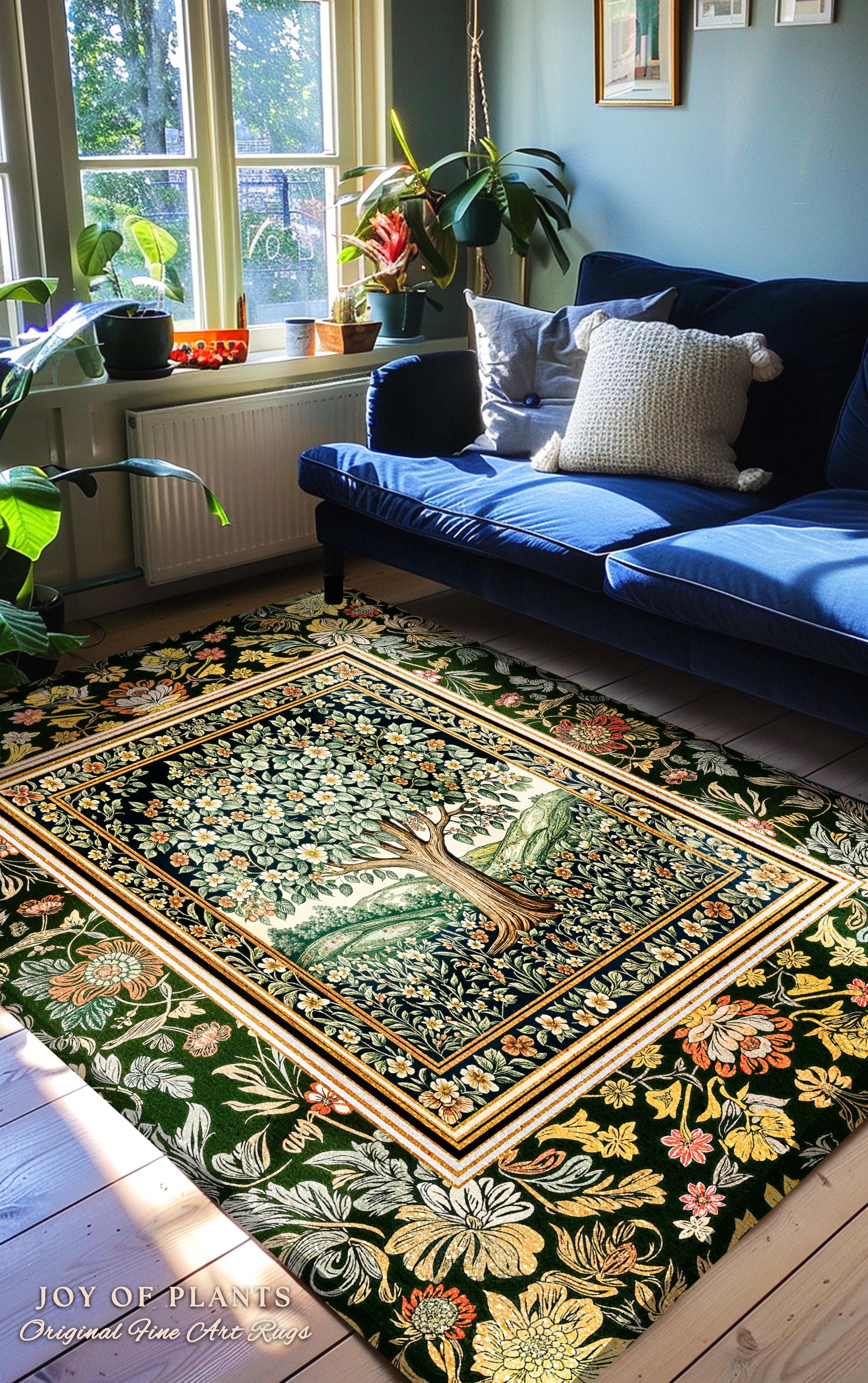 Rustic Fairytale Tree Accent Rug | Cozy Enchanted Nature Romantic Forest Ethereal Vintage Floral Woodland Storybook Dreamy Whimsical Magic