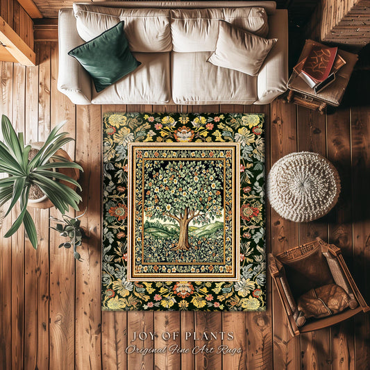 Rustic Fairytale Tree Accent Rug | Cozy Enchanted Nature Romantic Forest Ethereal Vintage Floral Woodland Storybook Dreamy Whimsical Magic