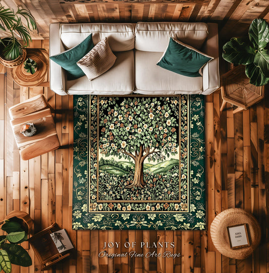 Fairytale Garden Timeless Accent Rug | Storybook Botanical Medieval Rustic Legacy Folklore Romantic Cottage Inspired Cozy Earthy Aesthetic |