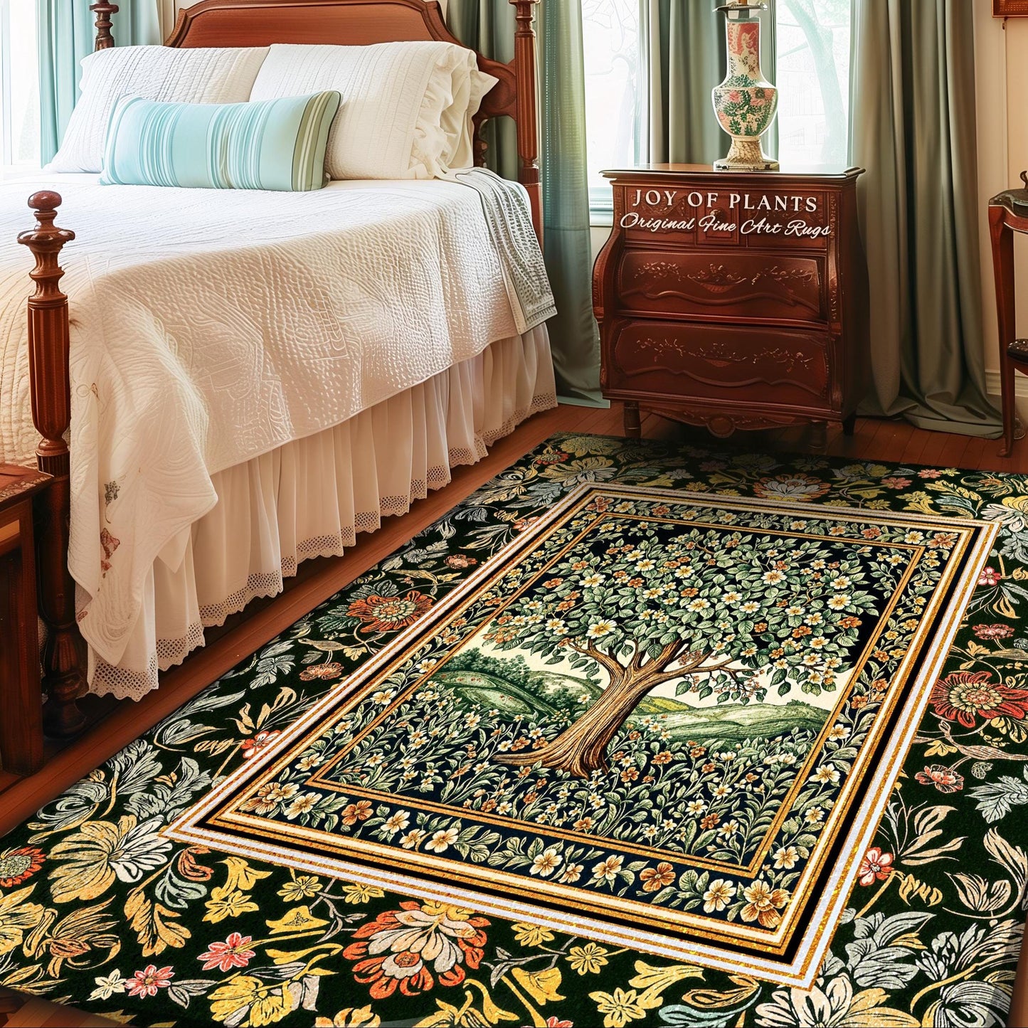 Rustic Fairytale Tree Accent Rug | Cozy Enchanted Nature Romantic Forest Ethereal Vintage Floral Woodland Storybook Dreamy Whimsical Magic