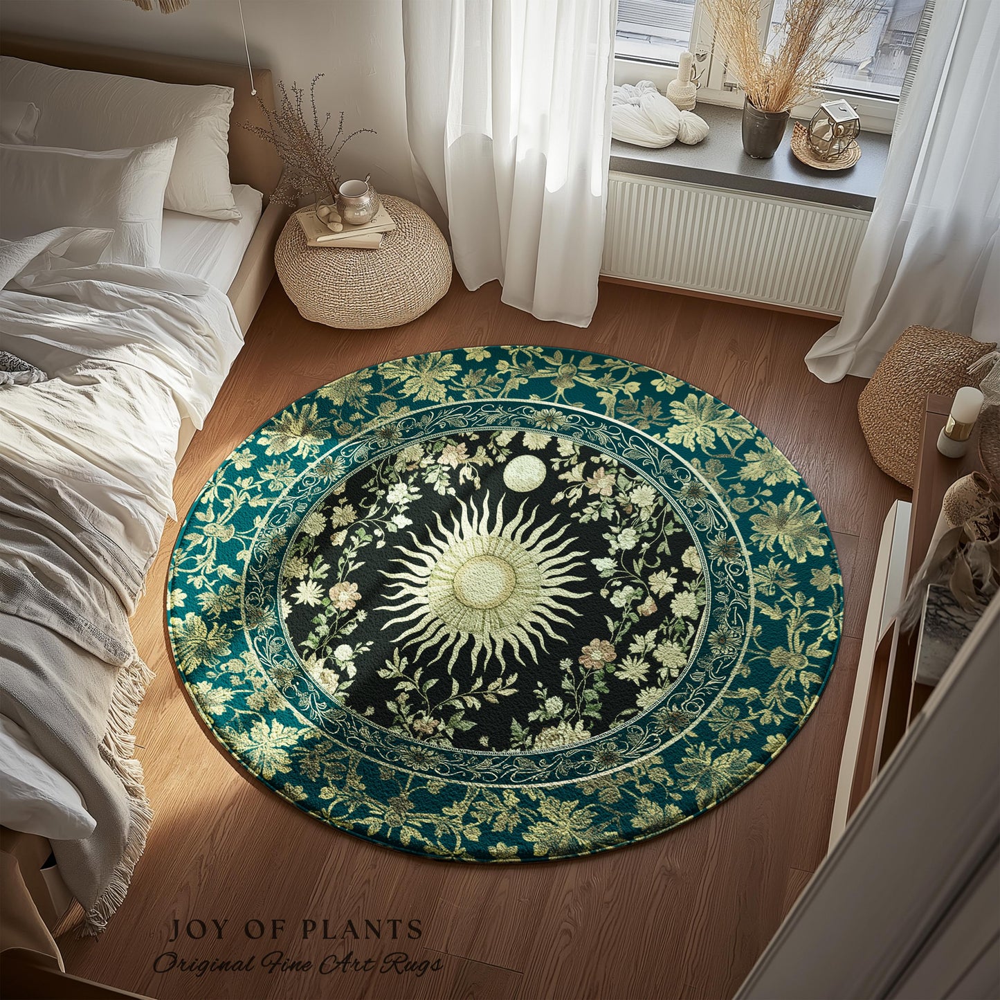 Witchy Celestial Sun Accent Rug | Magical Mystical Cozy Bedroom Decor Astrology Ethereal Spiritual Golden Sun Dark Academia Maximalist |