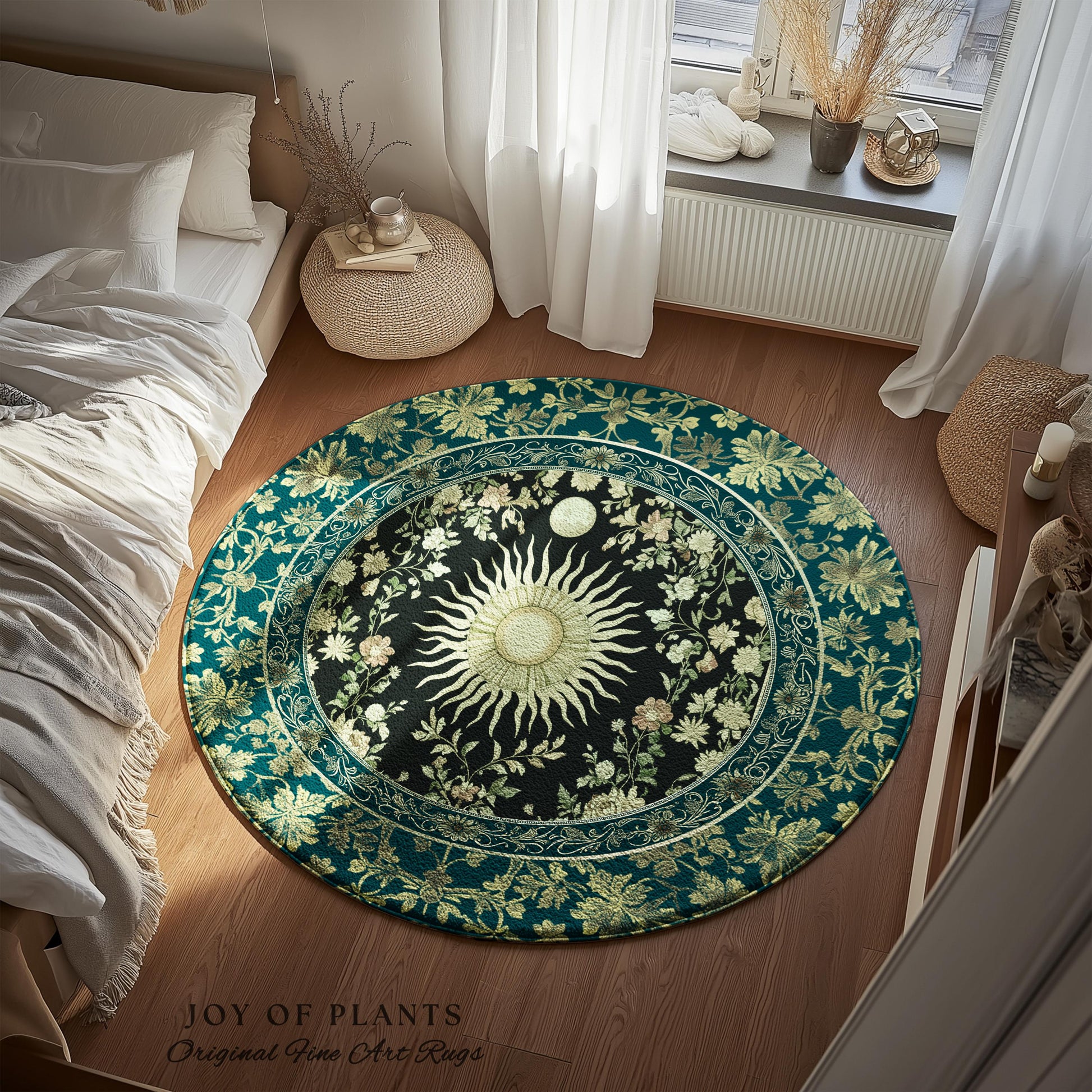 Witchy Celestial Sun Accent Rug | Magical Mystical Cozy Bedroom Decor Astrology Ethereal Spiritual Golden Sun Dark Academia Maximalist |