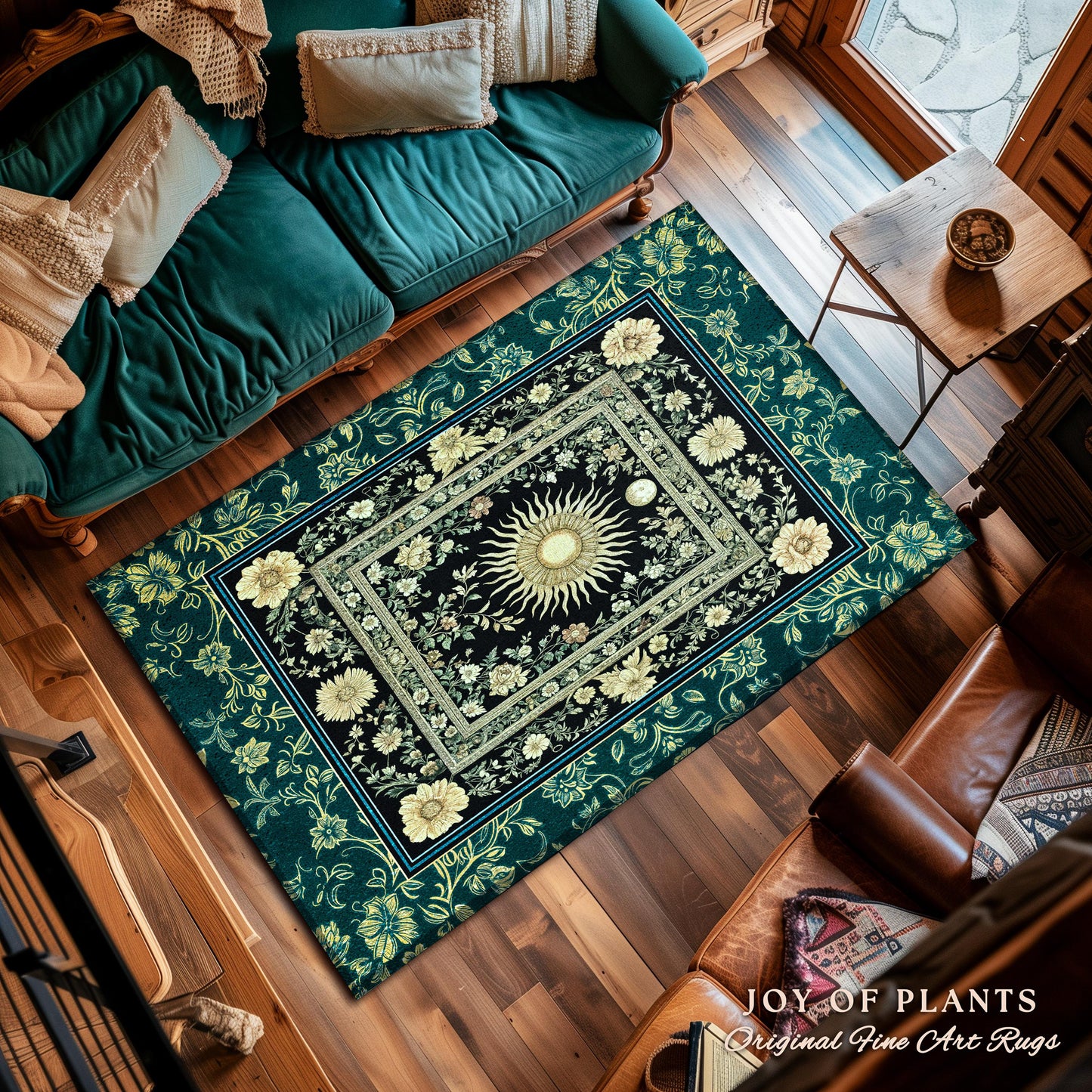 Witchy Celestial Sun Accent Rug | Magical Mystical Cozy Bedroom Decor Astrology Ethereal Spiritual Golden Sun Dark Academia Maximalist |