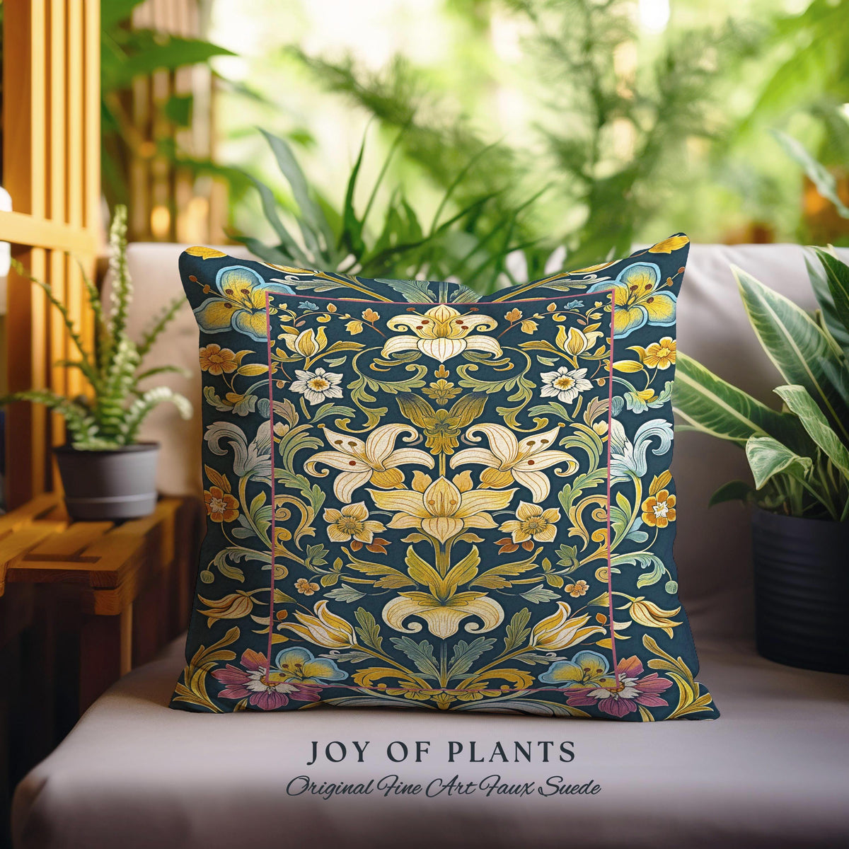 Rustic Farmhouse Floral Pillow Country Cottage Charm | Soft Cottagecore Botanical Elegance Vintage Boho Flower Pattern Morris Style Cushion