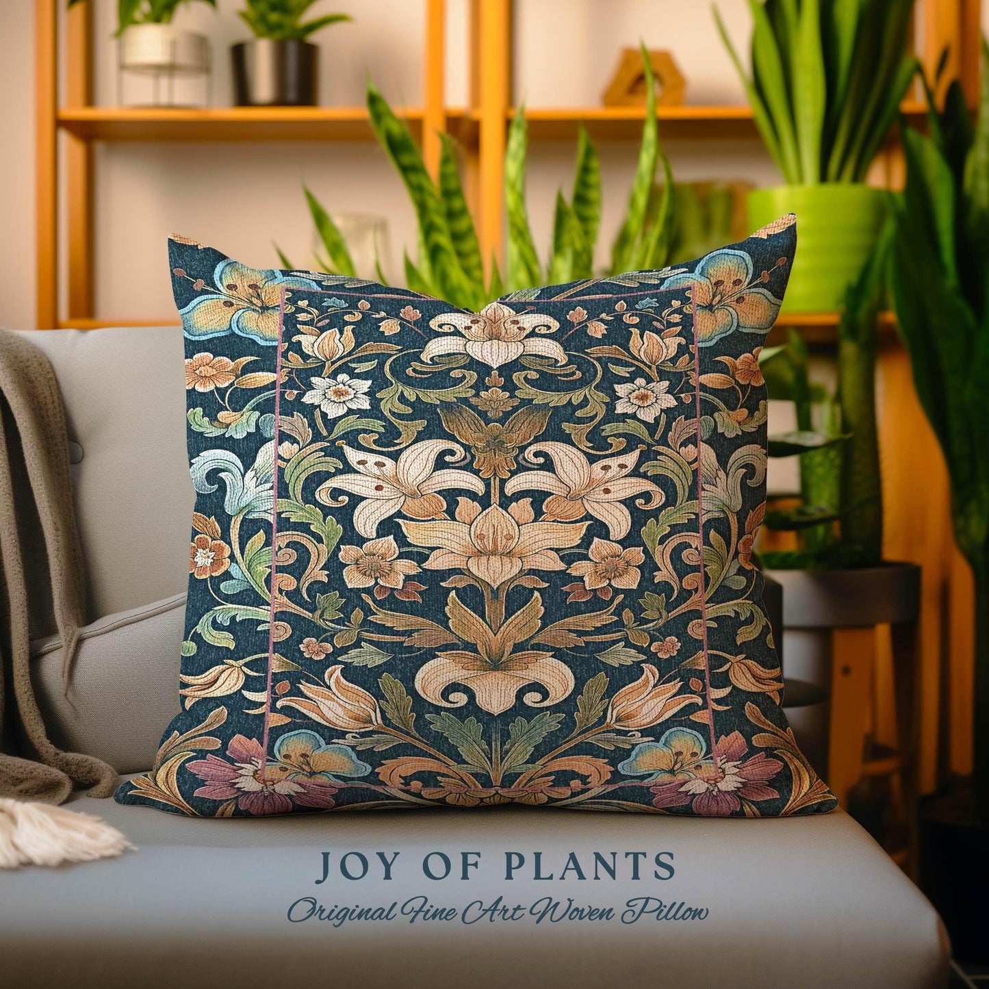 Rustic Farmhouse Floral Pillow Country Cottage Charm | Soft Cottagecore Botanical Elegance Vintage Boho Flower Pattern Morris Style Cushion