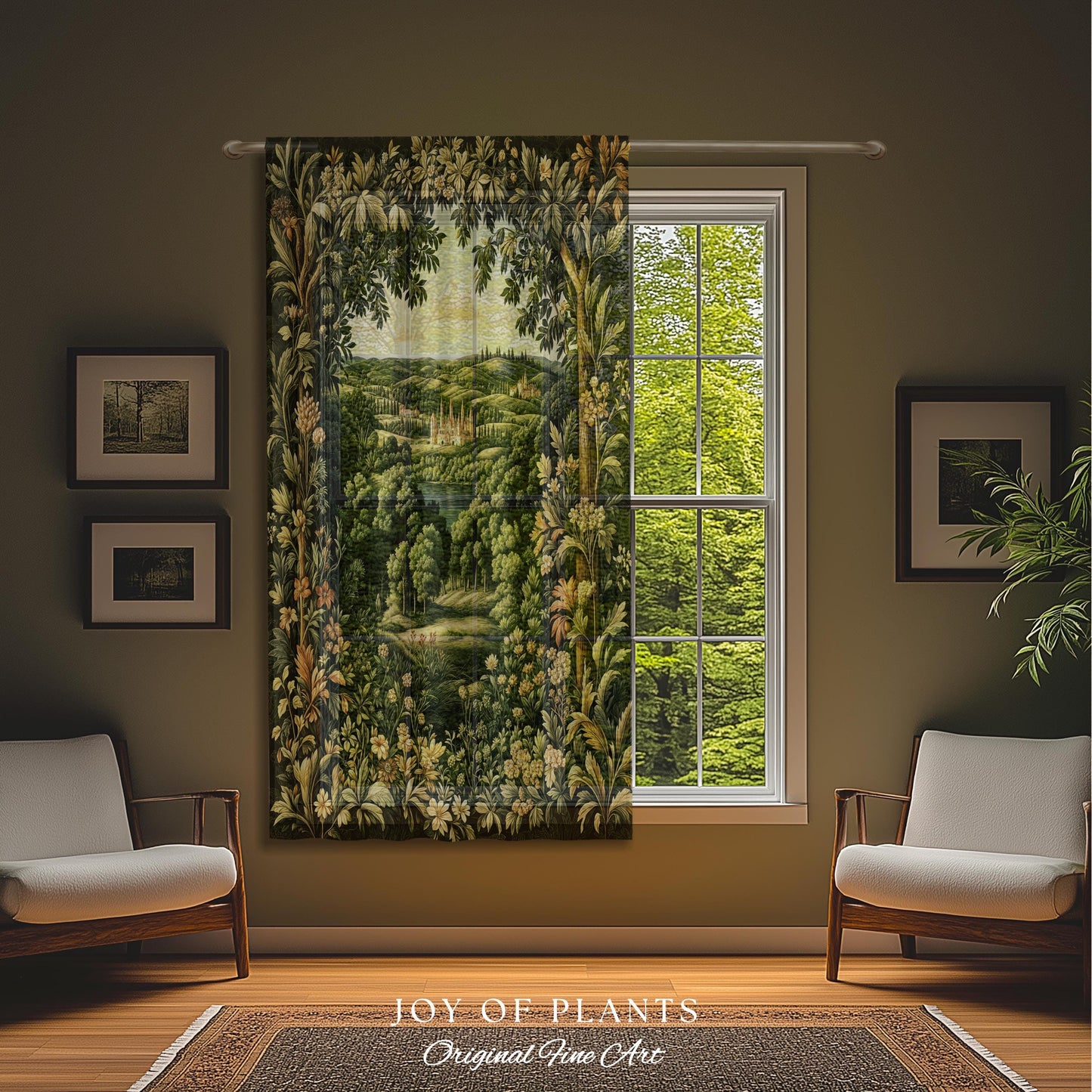 Renaissance Aesthetic Window Curtains | Whimsical Fairytale Botanical Magic Garden Drapes Fairycore Woodland Natural Elegance Rococo Style