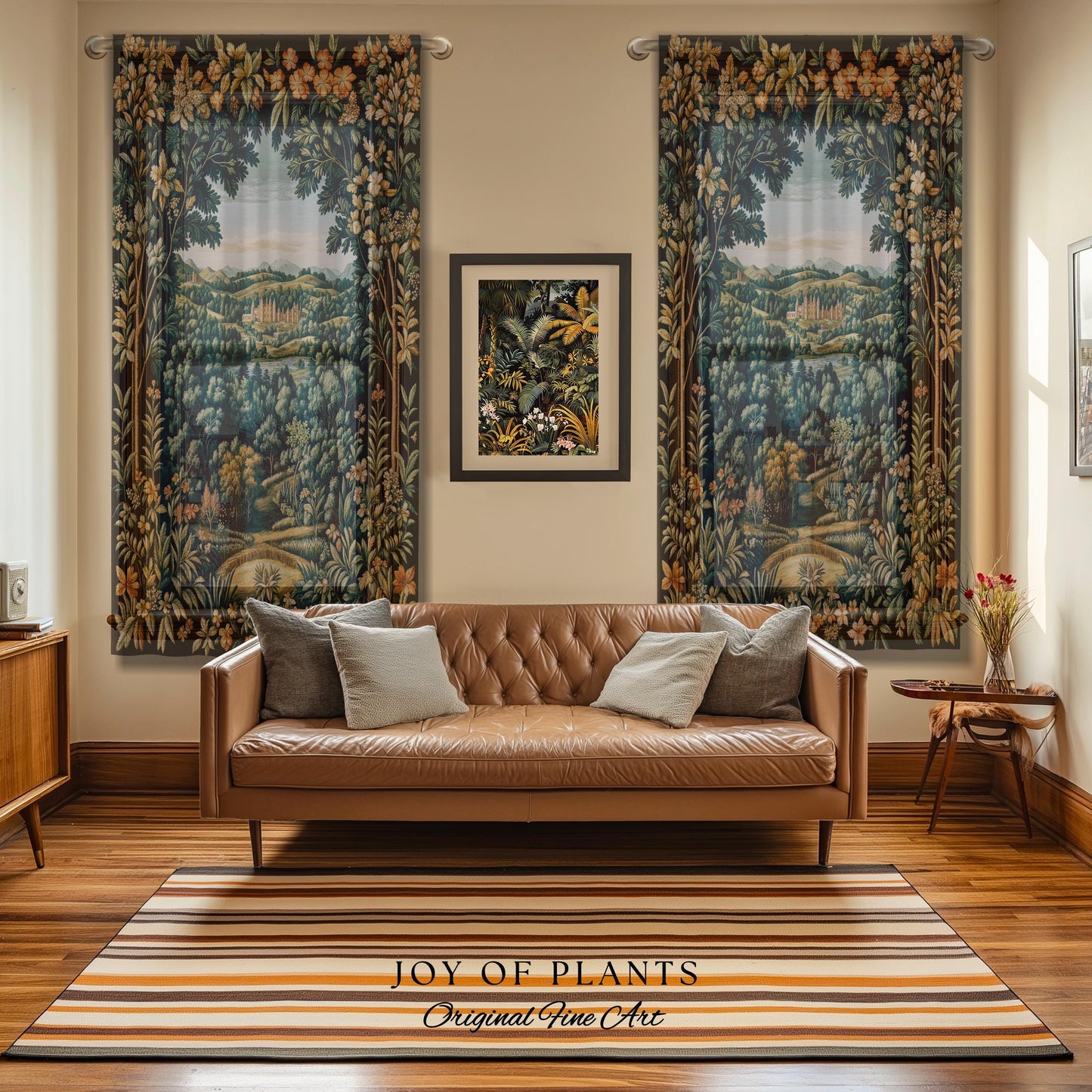 Magical Kingdom Folklore Curtains | Medieval Botanical Gothic Victorian Fairytale Garden Drapes Romantic Victorian Landscape Blackout Panel